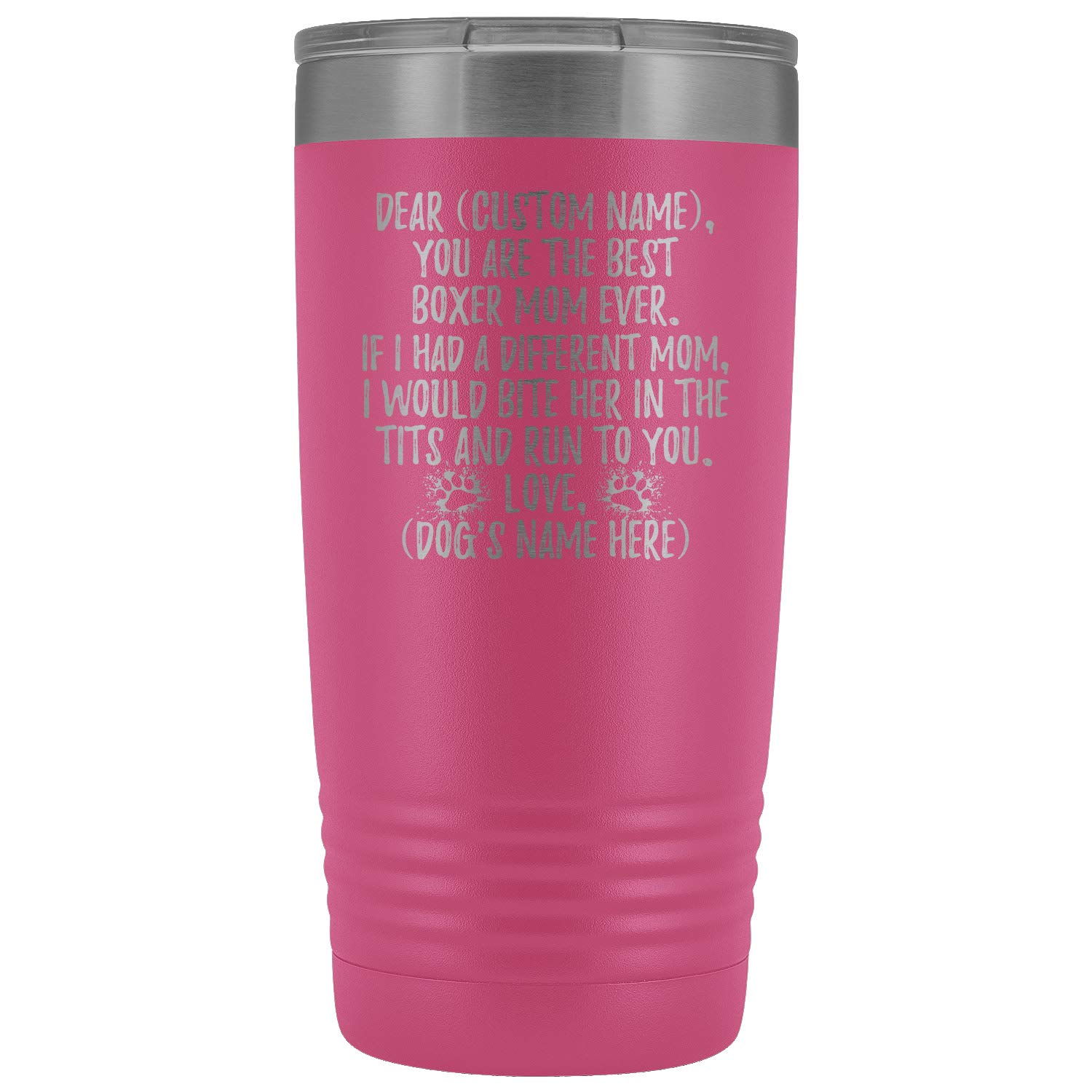 Custom Boxer Dog Mom Tumbler - Insulated Stainless Steel Travel Mug for Women | Perfect Gift for Boxer Dog Owners & Lovers | Great for Coffee, Tea & Cold Drinks at Home, Office or Gym