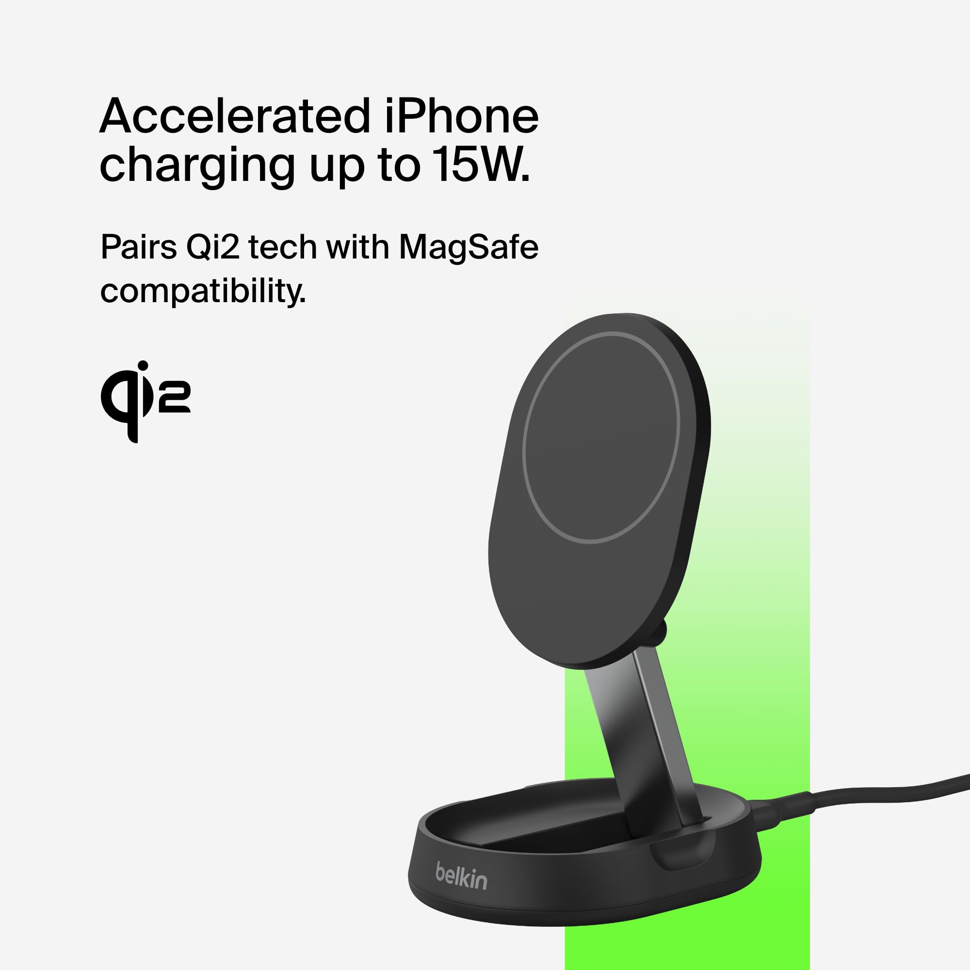 Belkin Convertible Magnetic Charging Stand 15W - MagSafe-Compatible Qi2-Certified Wireless Charger for iPhone 16/15/14/13 Series, AirPods Pro, Samsung Galaxy - Fast Charging Station with Adjustable Stand (2-Pack, Black) | Perfect for Home, Office & Travel Use