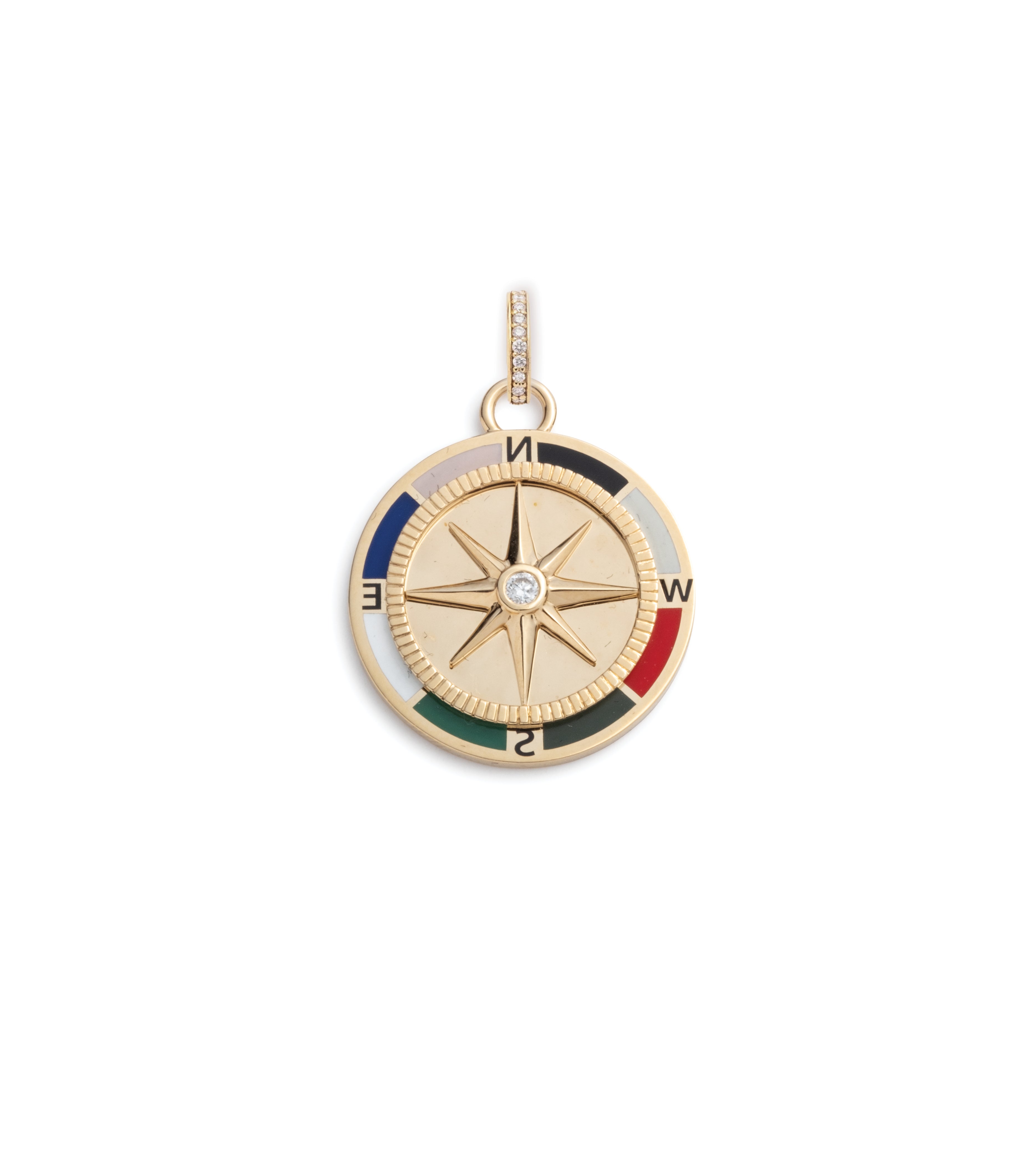 Internal Compass Necklace - Medium Ceramic Medallion Pendant with Annex Link Chain for Women, Spiritual Jewelry Gift for Yoga, Meditation & Mindful Living