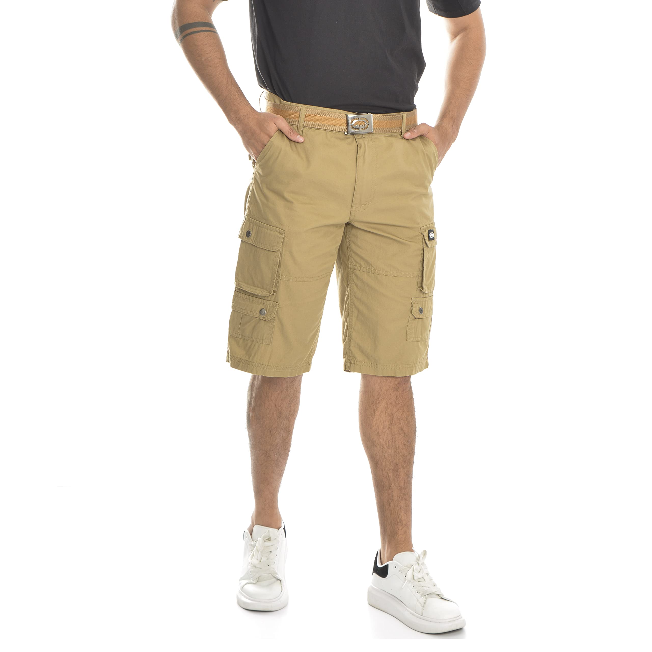 Ecko Men's Cargo Shorts with Belt - Durable Twill Fabric for Outdoor Activities, Hiking, Travel & Casual Wear