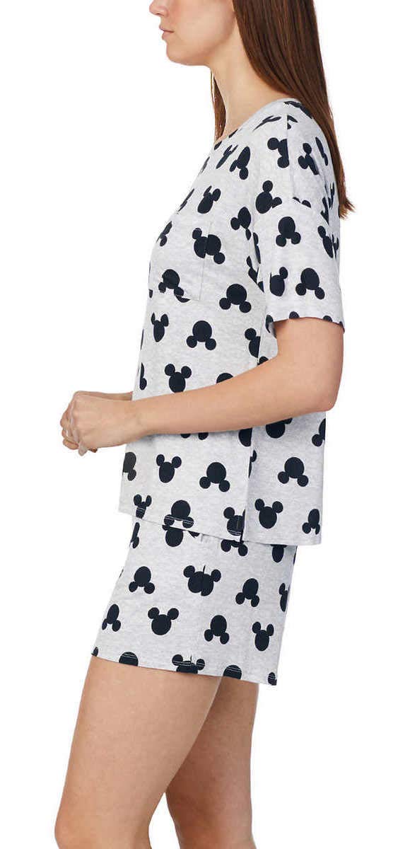 Disney Women's Short Sleeve Pajama Set with Pockets - Soft Sleepwear for Summer, Gray XX-Large - Perfect for Bedtime, Lounging & Sleepovers