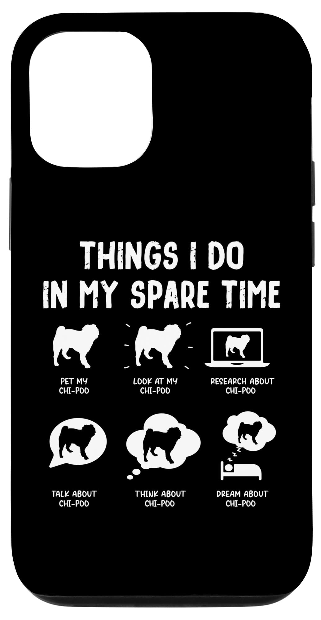 Funny Dog Mom Dad iPhone 12/12 Pro Case - Cute Chi-Poo Design for Pet Lovers - Perfect for Casual Use, Gifts & Everyday Protection