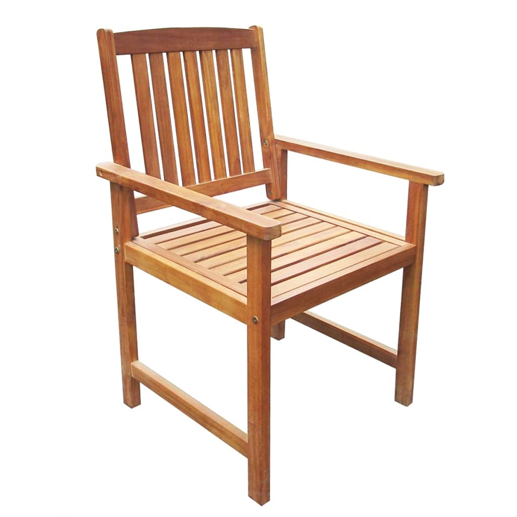 vidaXL Solid Acacia Wood Patio Chairs Set of 2 - Rustic Brown Outdoor Dining Furniture - Easy to Clean & Assemble - Perfect for Backyard, Garden, and Poolside Relaxation
