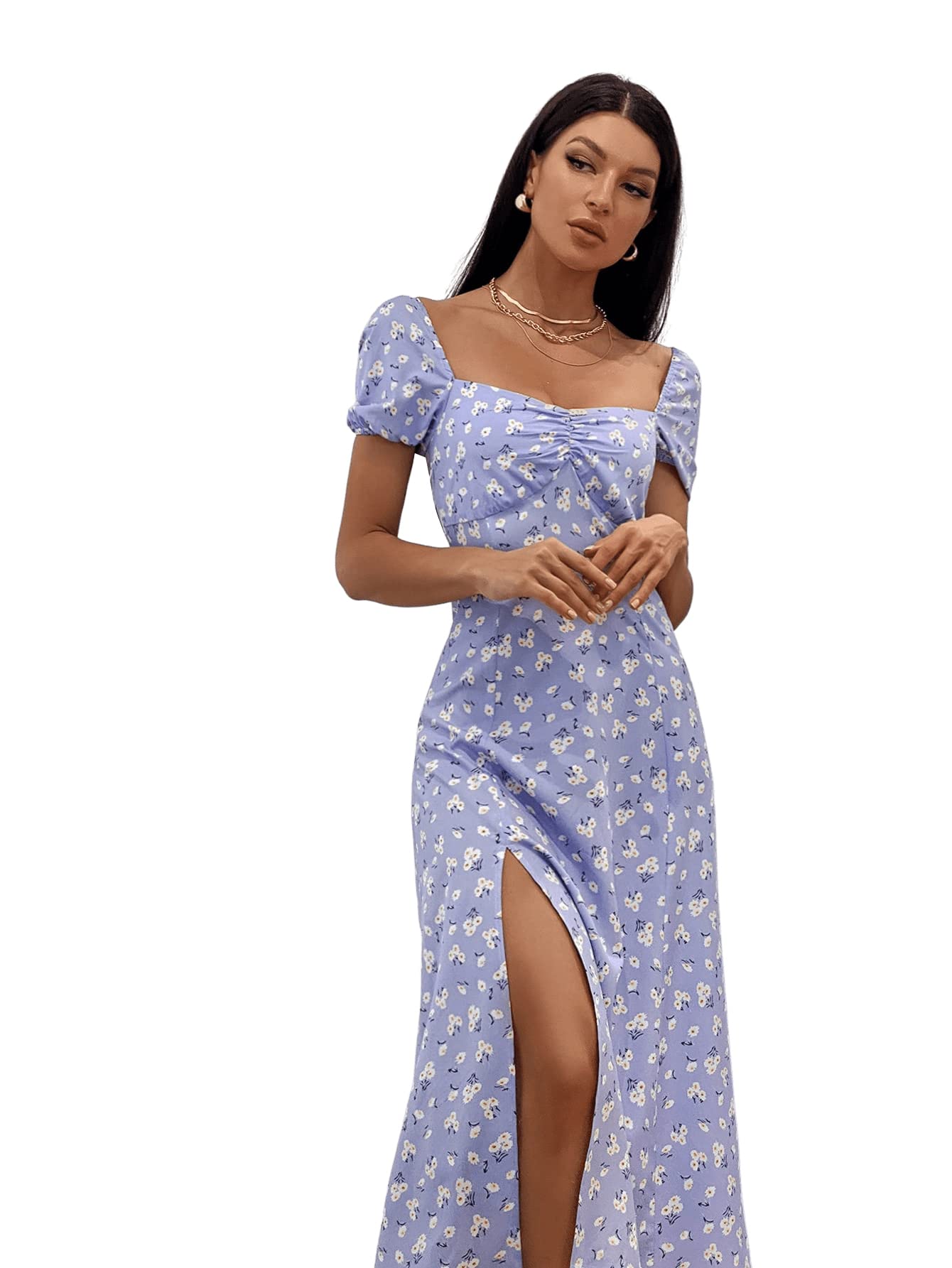 SweatyRocks Women's Bohemian Floral Print Maxi Dress - Perfect for Beach Vacations, Summer Parties & Boho Chic Outfits