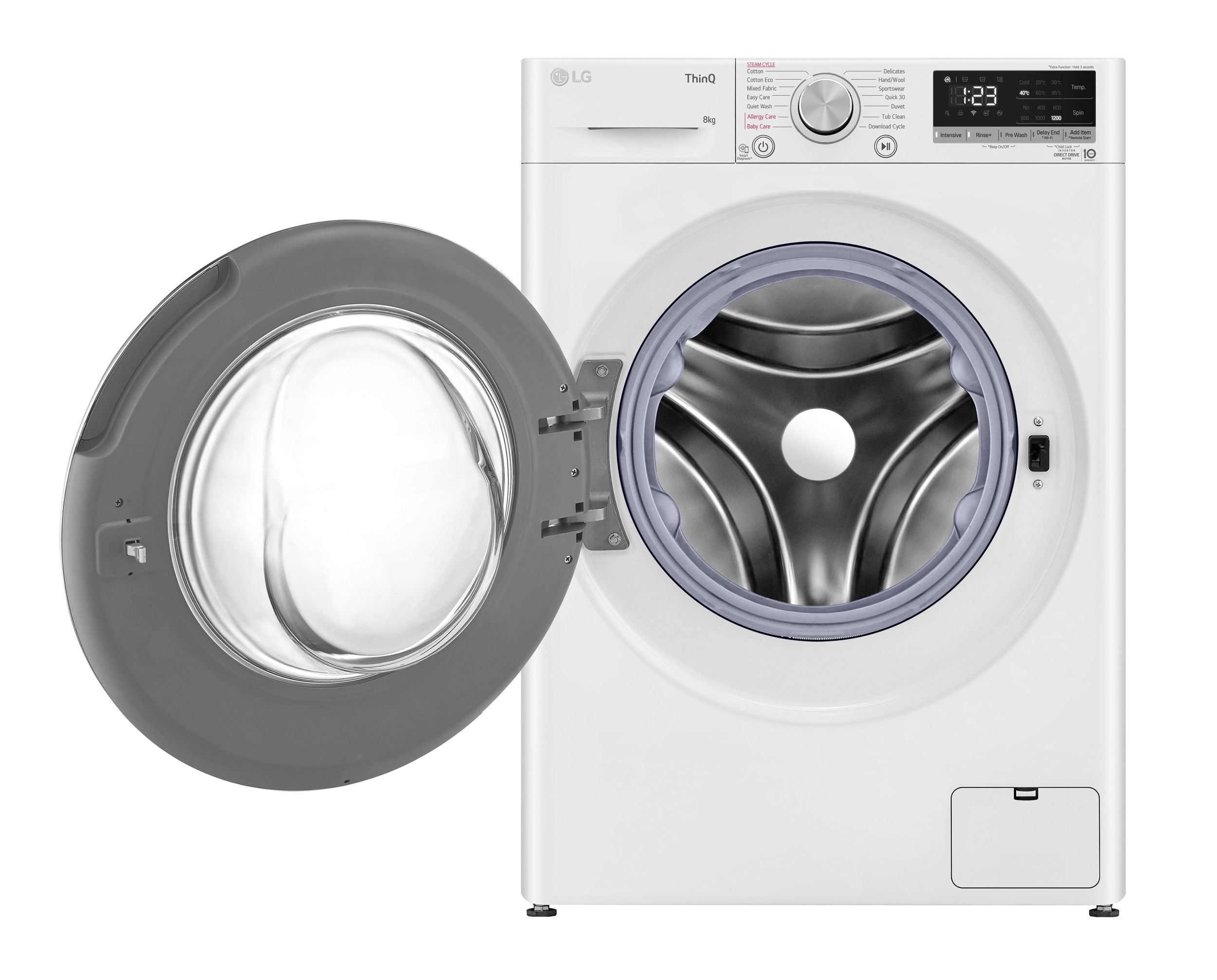 LG 8kg Slim Series 5 Front Load Washing Machine - Energy Efficient, Quiet Operation, White (WV5 1208W) - Perfect for Small Apartments & Laundry Rooms