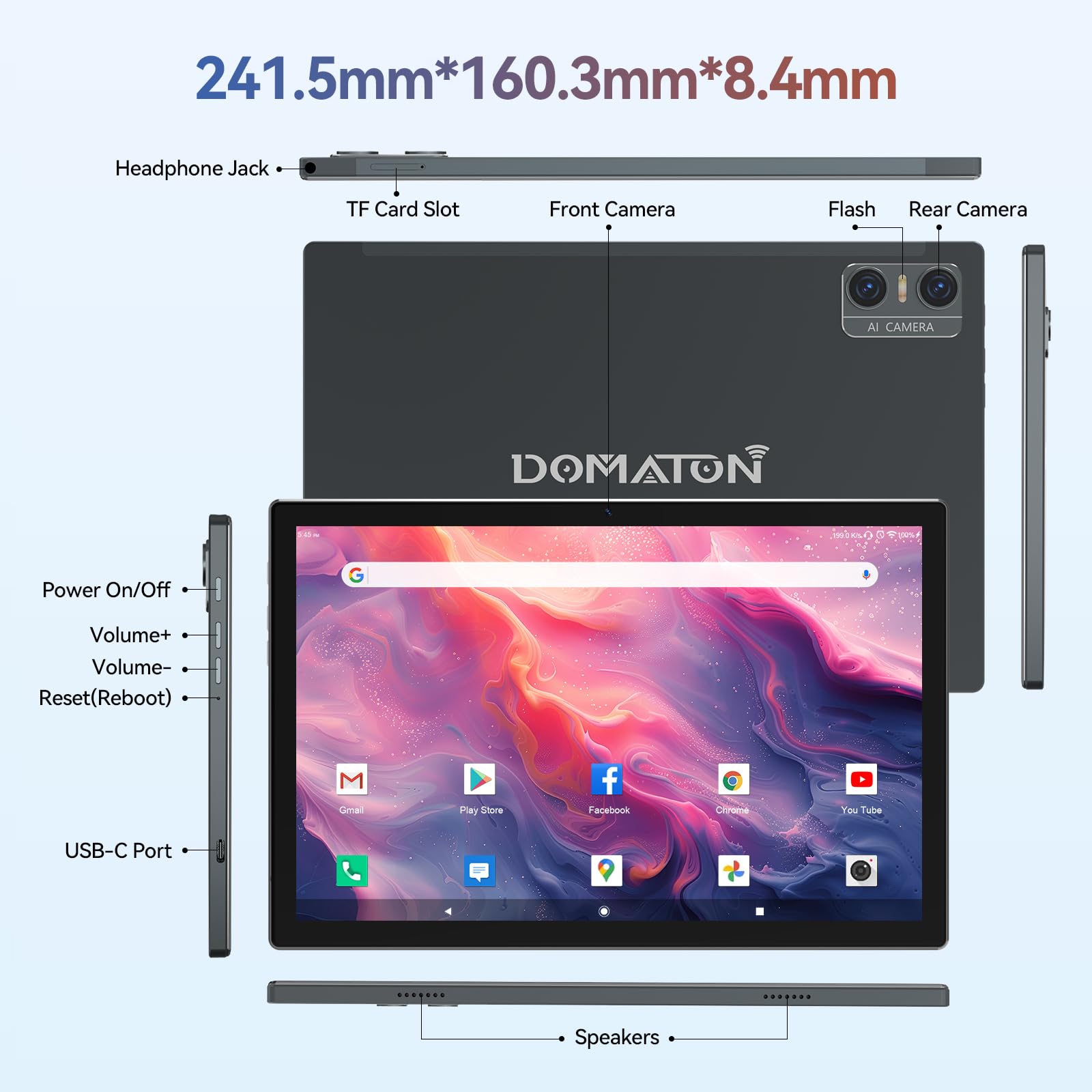 2025 Latest Android 14 Tablet - 10 Inch 2-in-1 Tablet PC with Keyboard Case & Stylus | 4+4GB RAM, 64GB ROM (Expandable to 1TB) | Octa-Core Processor, WiFi 6, Bluetooth, Dual Camera, 7000mAh Battery - Perfect for Work, Study & Entertainment