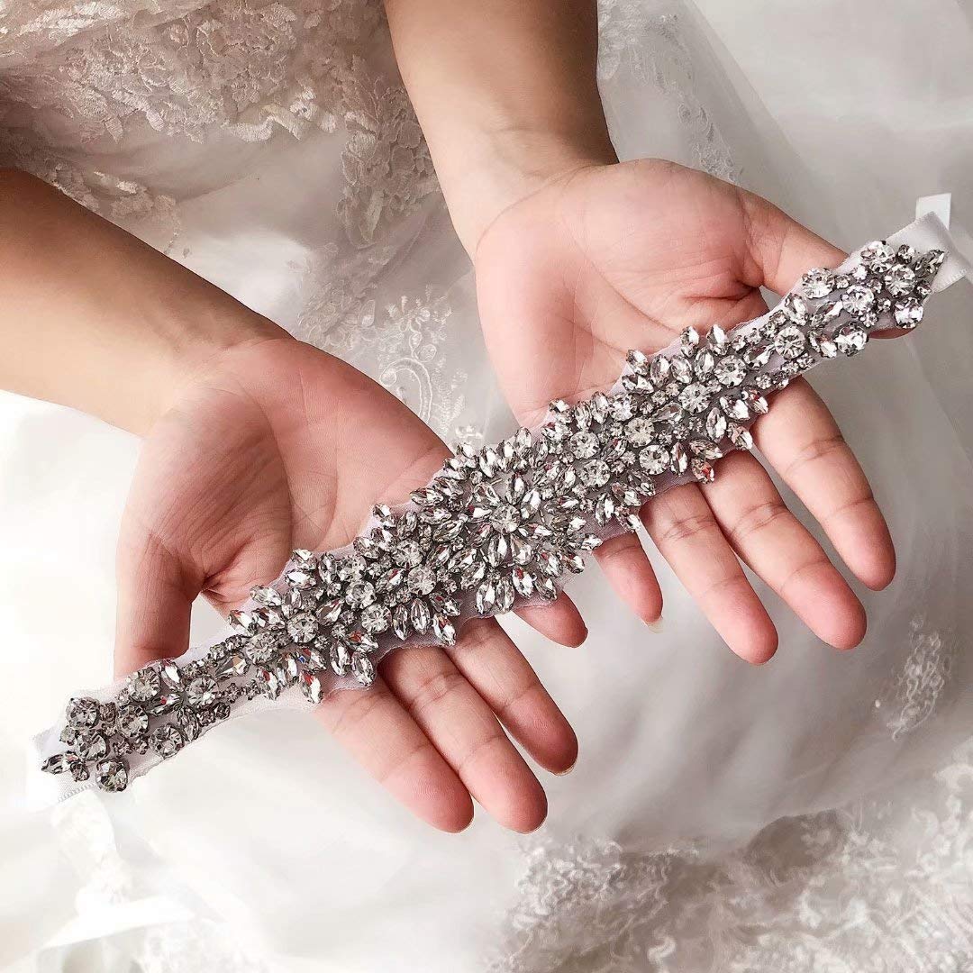 Mesyo Crystal Bridal Sash Belt - Rhinestone Braided Waistband for Wedding, Evening & Prom Dresses - Perfect for Bridesmaids, Pageants & Formal Events