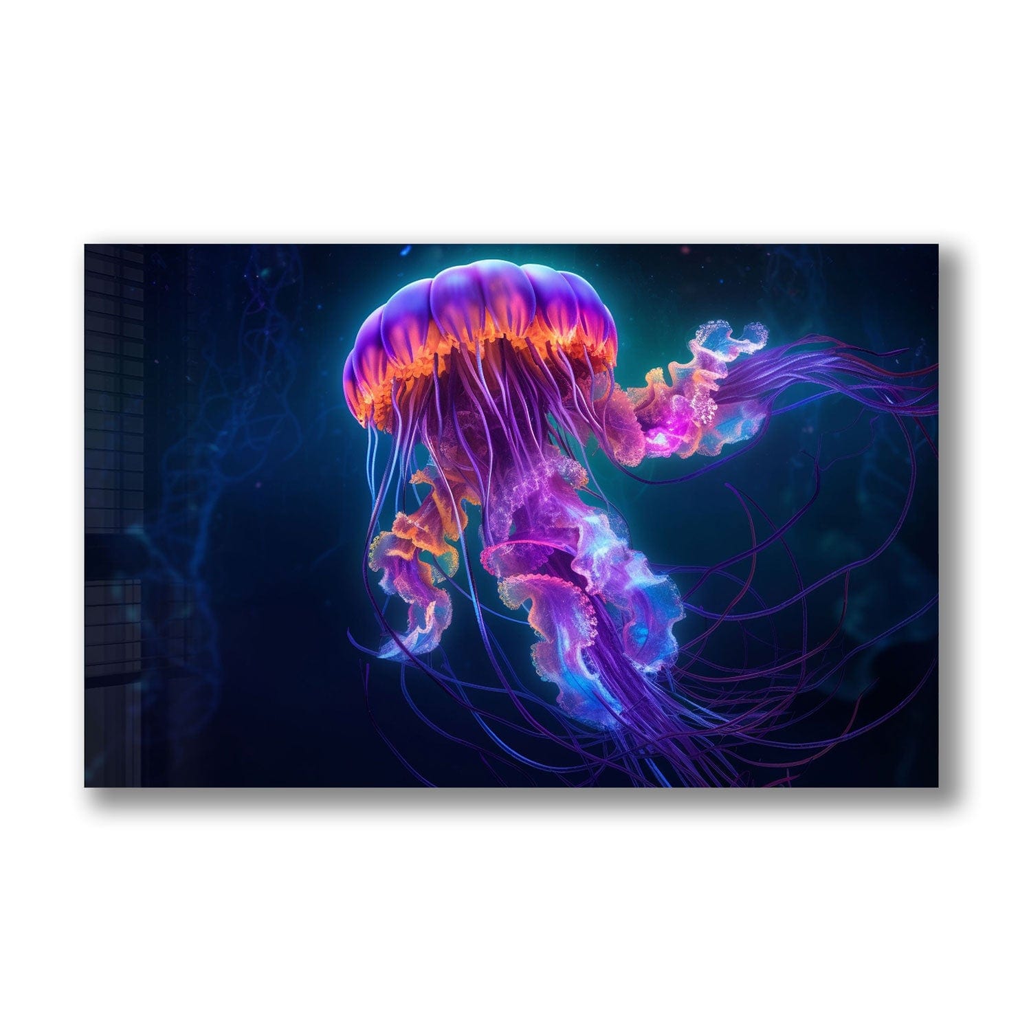 Jellyfish Tempered Glass Wall Art - Modern Ocean-Themed Decor for Living Room, Bedroom & Office