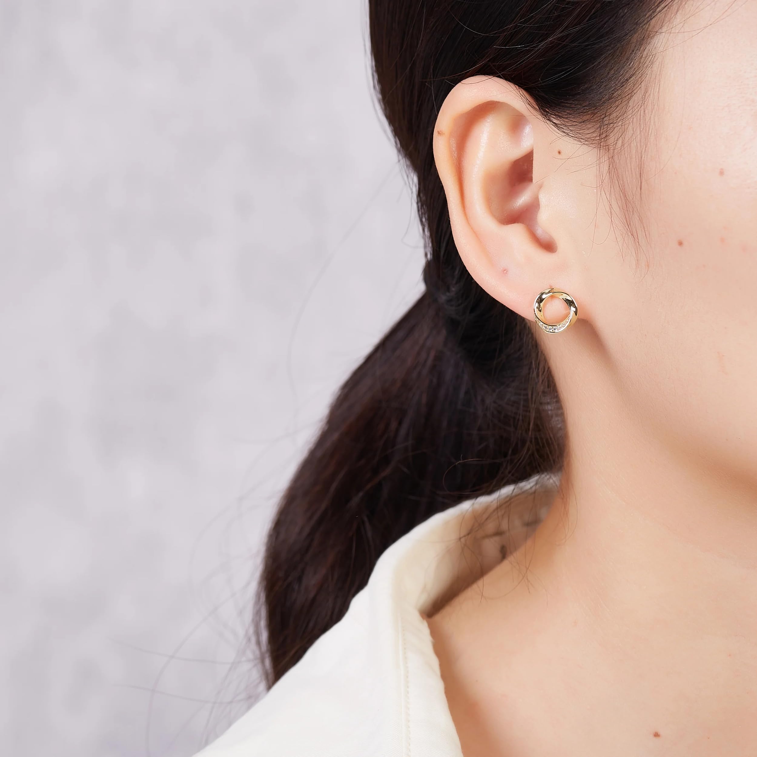 Gold Plated Twist Earrings with Zirconia Crystals for Women - Elegant Party Jewelry