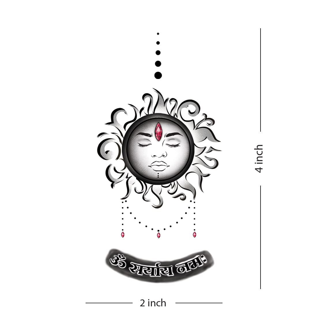 Waterproof Surya Dev Mantra Temporary Tattoo for Men & Women - Spiritual Body Art for Festivals, Yoga & Meditation