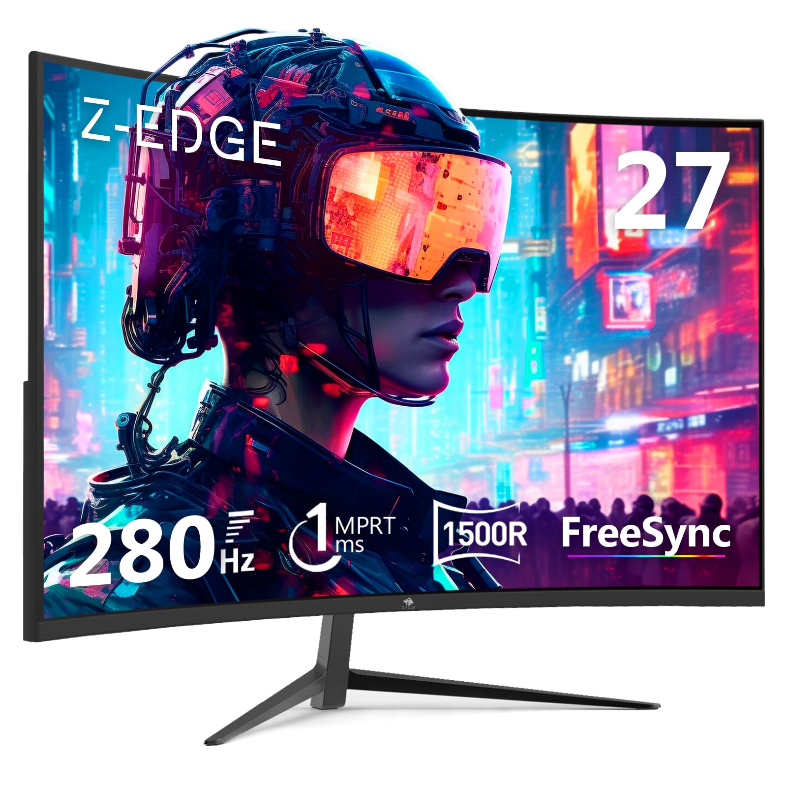 Z-Edge 27-inch Curved Gaming Monitor - Full HD 1080p 280Hz 1ms Response, AMD FreeSync Premium, Frameless Design, DisplayPort & HDMI - Perfect for Competitive Gaming & Immersive Entertainment