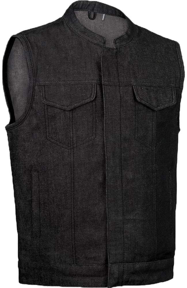 Stylish Denim Club Vest with Mandarin Collar & Concealed Gun Pocket - Perfect for Outdoor Activities, Hunting, and Casual Wear