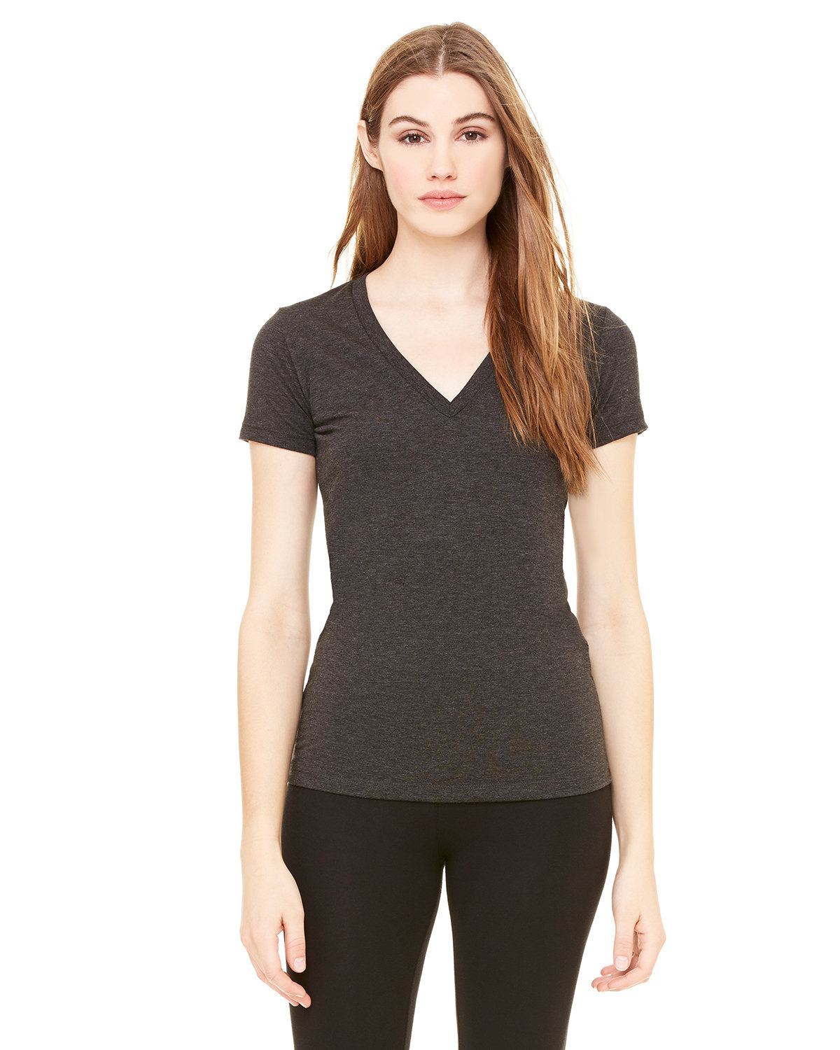 Bella + Canvas 8435 Women's Soft Tri-Blend Short Sleeve V-Neck T-Shirt - Comfortable Casual Tee for Everyday Wear, Gym & Lounge