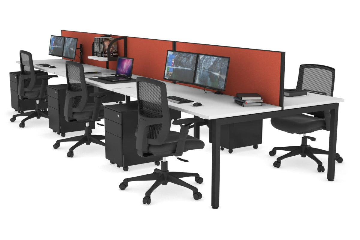 Quadro Square Legs 6-Person Office Workstation Desk [1600L x 700W] - Perfect for Team Collaboration & Open Office Spaces