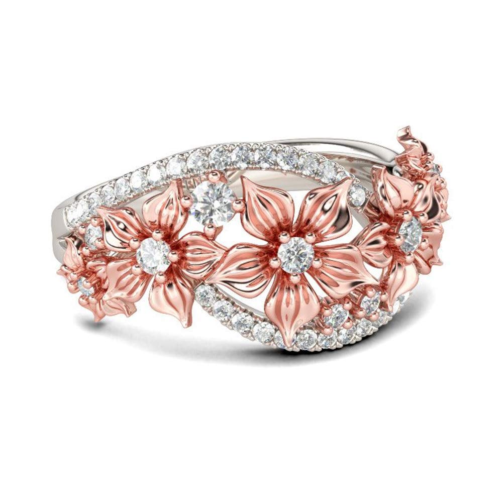 Jeulia Floral Rings for Women - 925 Sterling Silver Flower Fashion Band Ring with Brilliant Diamonds | Wedding, Engagement, Anniversary & Promise Jewelry Set | Perfect for Bridal, Gift & Everyday Wear