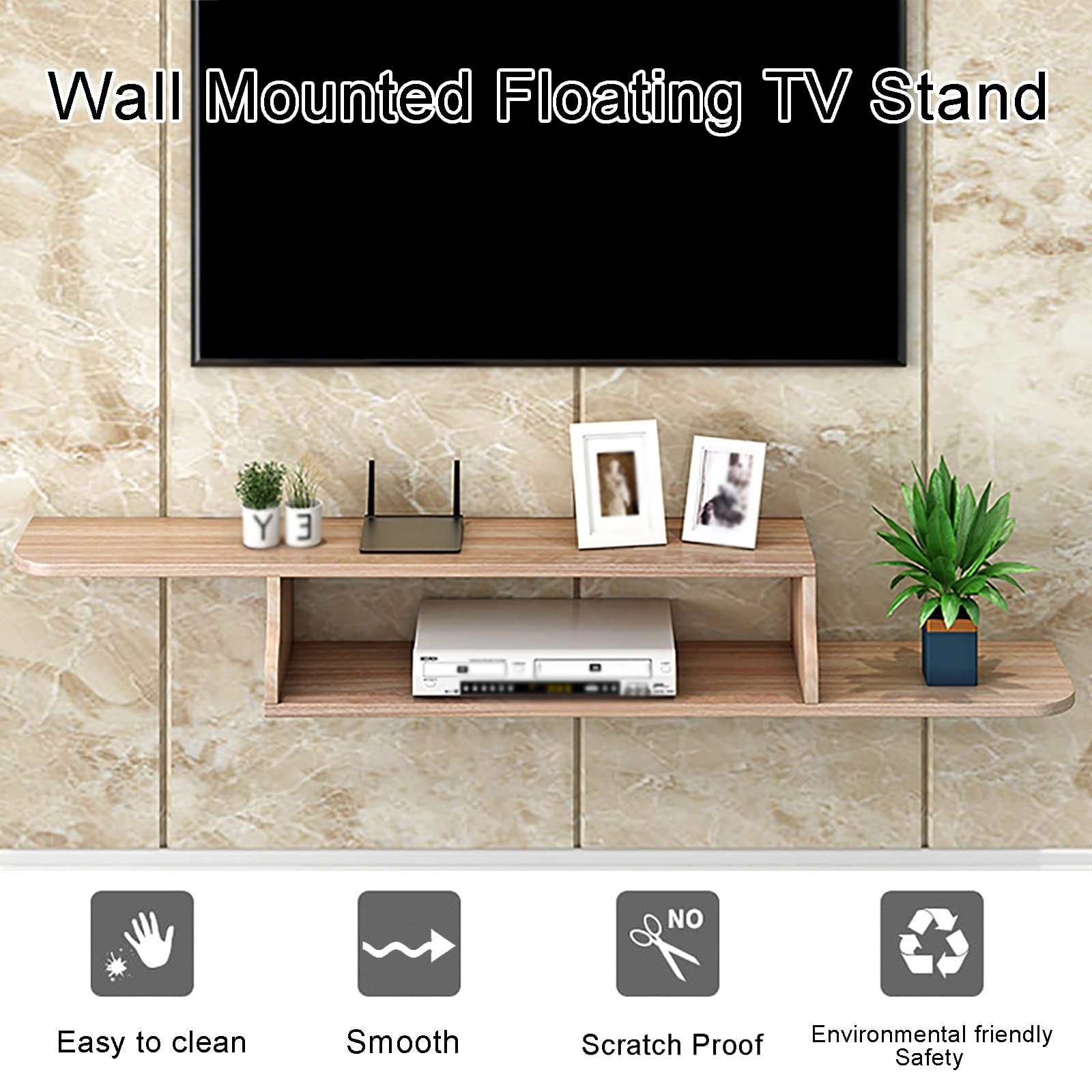 Floating TV Stand Wall Mounted Entertainment Center Cabinet - 100x20cm Modern Storage Unit for TV, Audio, Video Console, Cable Box & Router - Perfect for Living Room, Bedroom & Home Theater Setup (Color: C)
