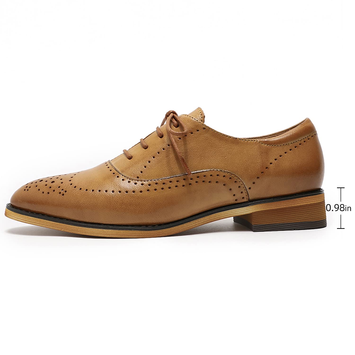 Women's Leather Perforated Lace-up Oxford Brogue Derby Shoes - Stylish & Comfortable Ladies Dress Shoes for Work, Office & Formal Occasions