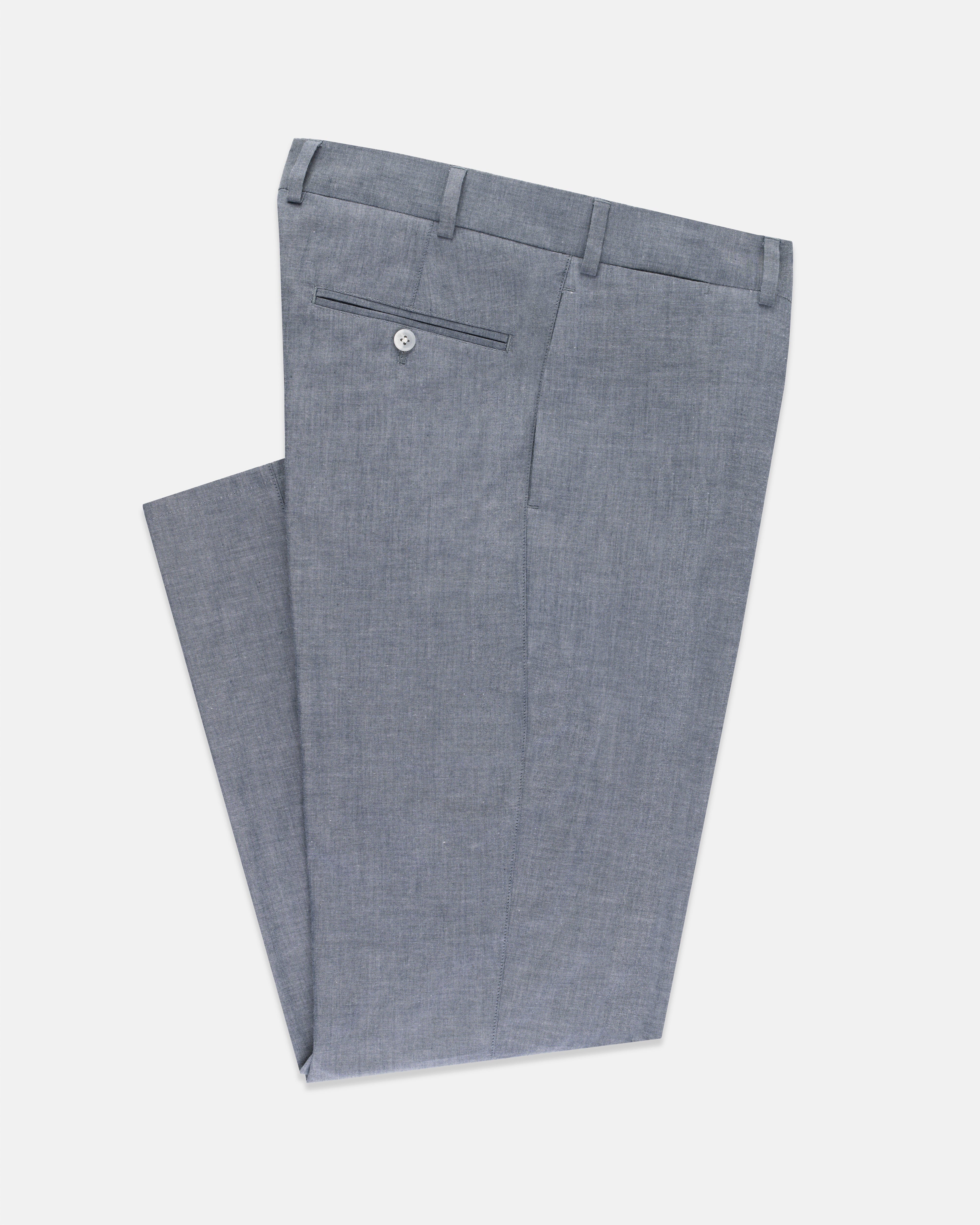 Stylish TRIM FIT CHAMBRAY PANTS for Men - Comfortable Casual & Work Pants - Perfect for Office, Travel & Everyday Wear