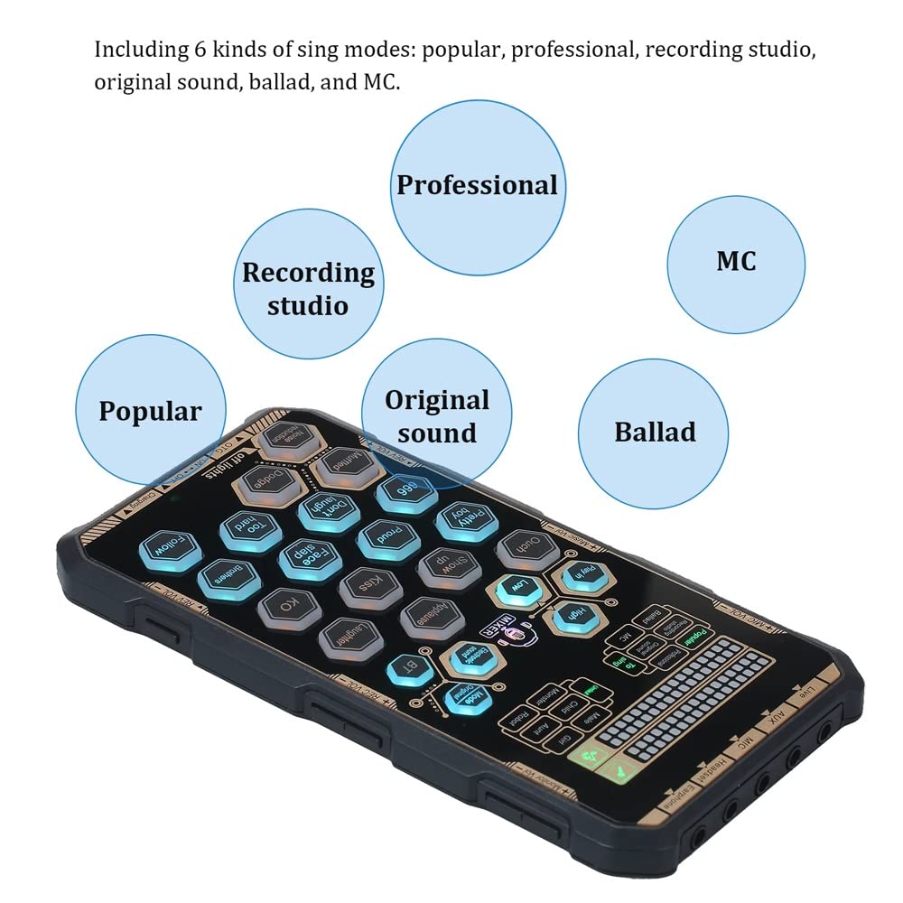Professional DSP Sound Card - Portable Audio Mixer with Voice Changer Effects for Phone & Computer | Perfect for Live Streaming, Podcasting & Gaming (Handheld Outdoor Device)