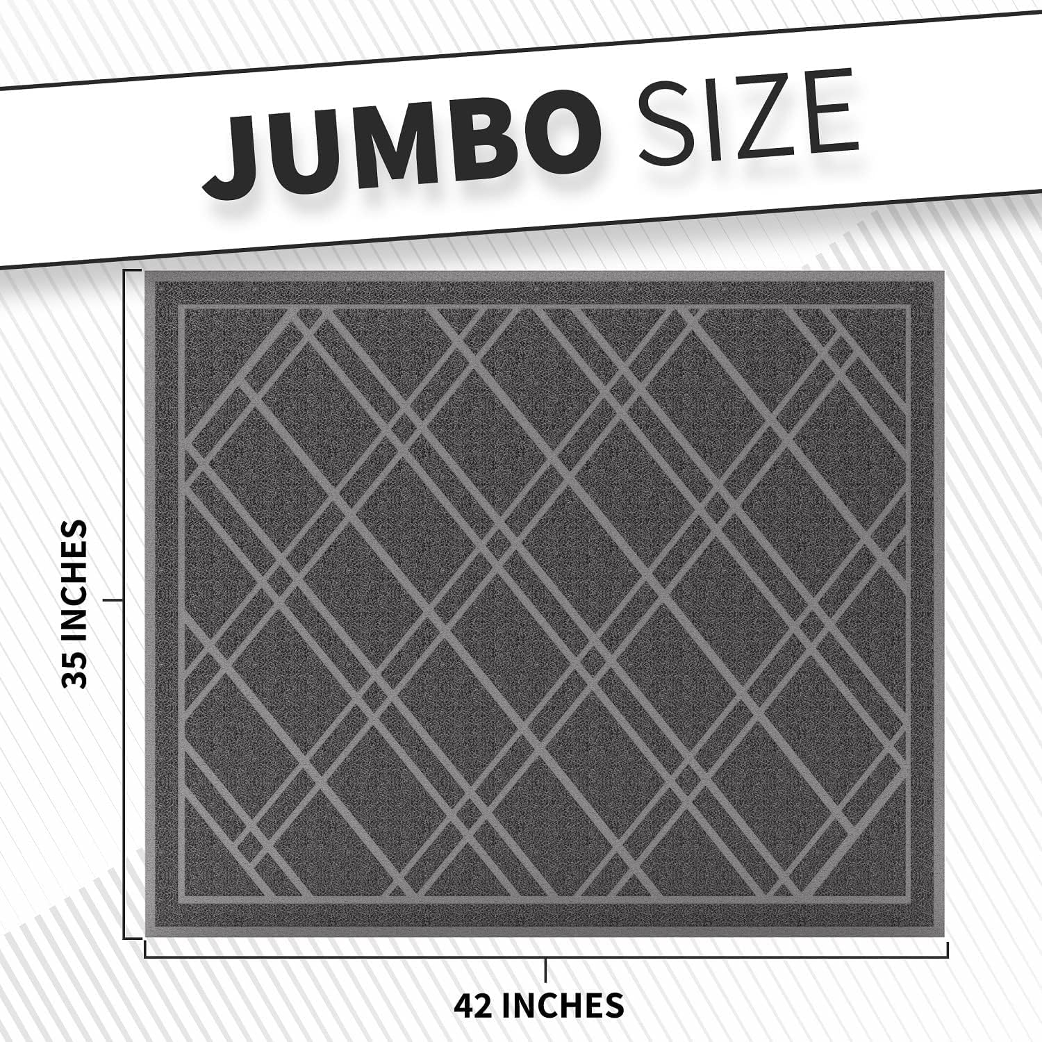 SlipToGrip Universal Plaid Design Non-Slip Door Mat - Grey, 42 x 35 Inch, Durable & Washable Indoor Outdoor Welcome Mat for Front Door, Garage, Patio - Dust Absorbent, 2-Pack - Perfect for High Traffic Areas and All-Weather Use