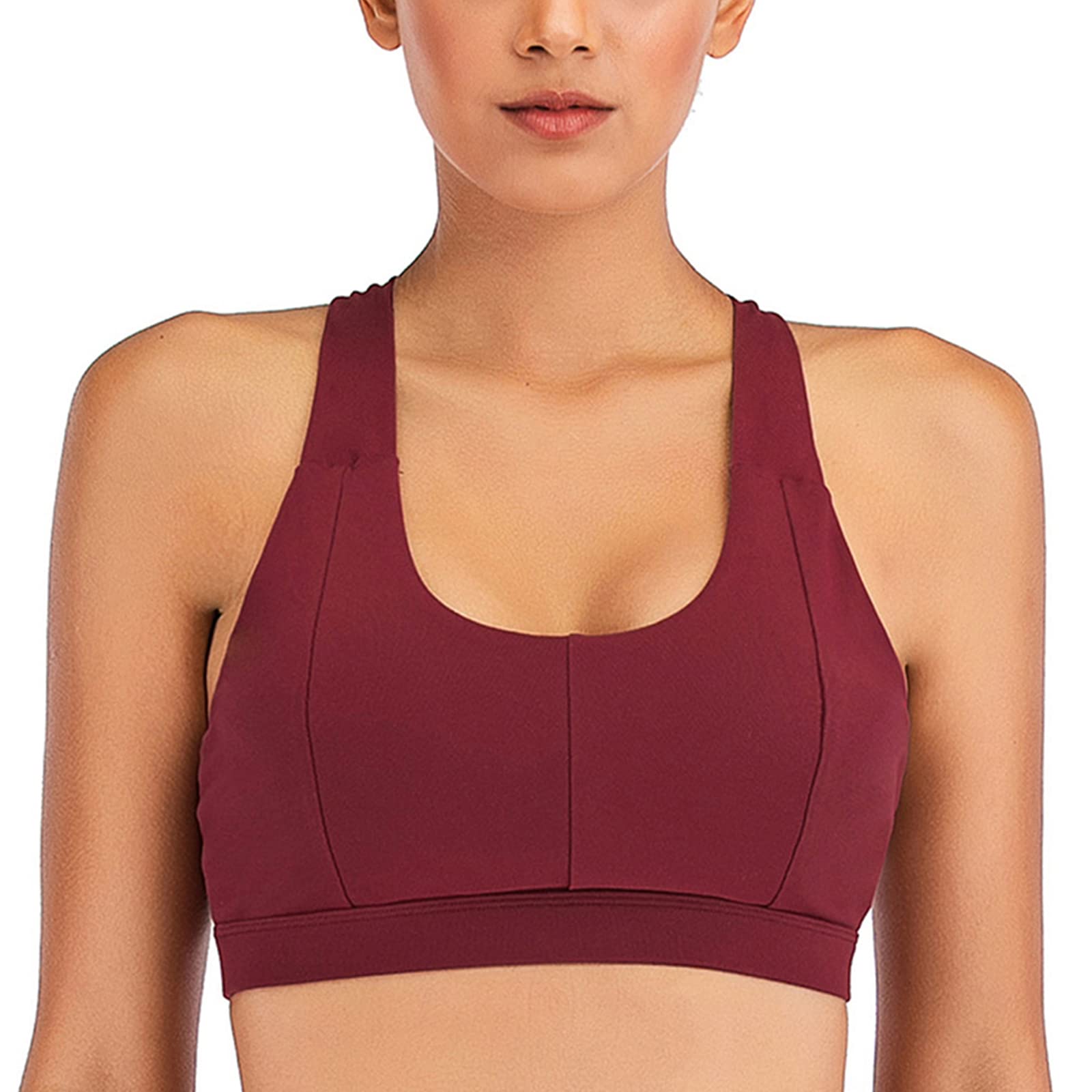 Women's High Support Padded Sports Bra - Workout Crop Top with Criss-Cross Back for Yoga, Running & Gym - Breathable Comfort for Active Lifestyles