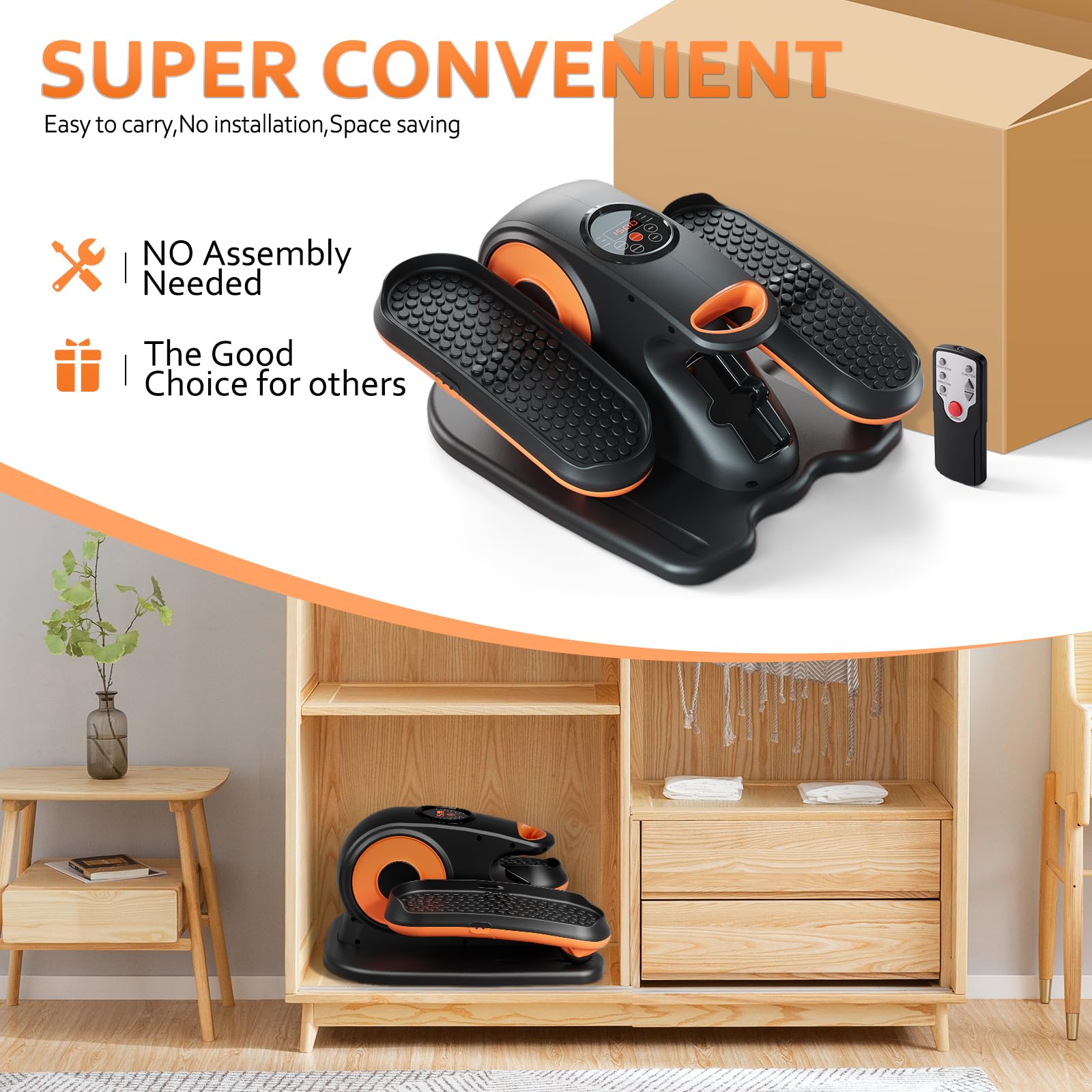 Under Desk Elliptical Machine - Quiet Leg Exerciser with Remote Control & 12 Speed Levels | Portable Mini Elliptical for Home Office, Seniors & Physical Therapy | Perfect for Work from Home, Rehabilitation & Low-Impact Workouts