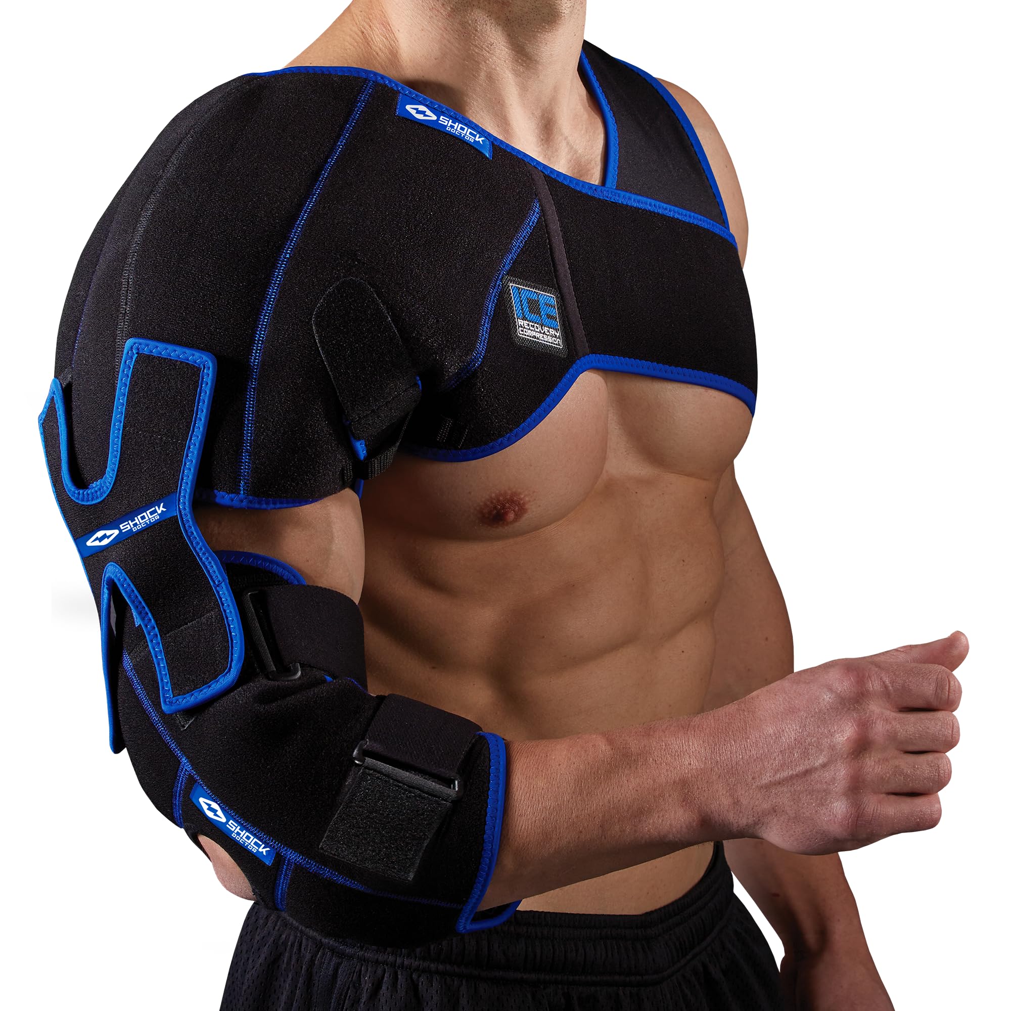 Shock Doctor Ice Recovery Shoulder Elbow Compression Wrap - Cold Therapy Support for Pain Relief & Injury Recovery - Ideal for Athletes, Gym & Post-Surgery Use