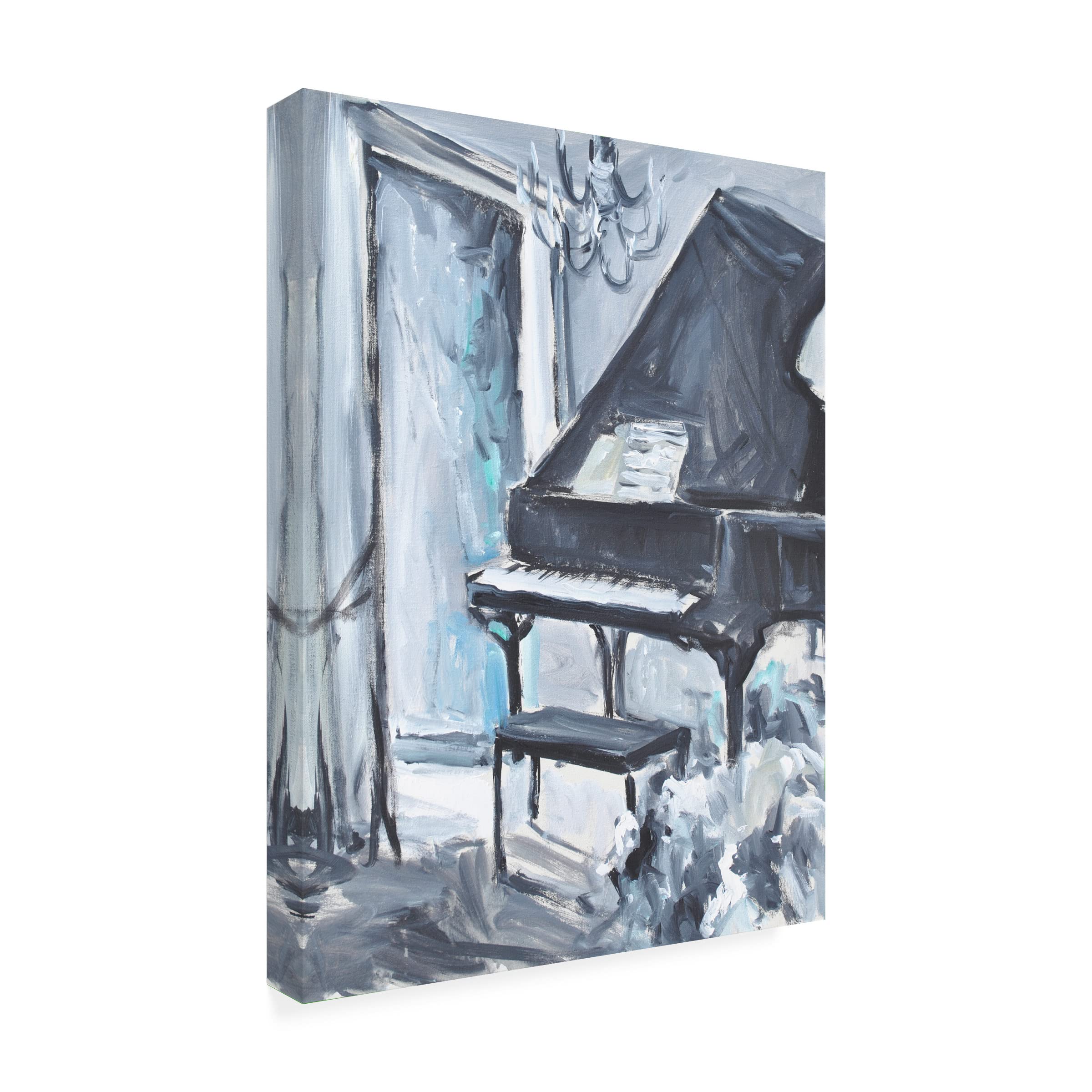 Trademark Fine Art 'Piano Blues I' Canvas Wall Art by Allayn Stevens - Jazz Music Decor for Living Room, Bedroom & Office