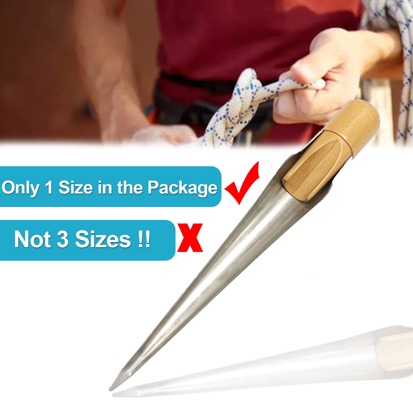 Stainless Steel FID Splicing Tool for Boat Rope - Wood Handle Marine Accessory | Sailing & Fishing Use