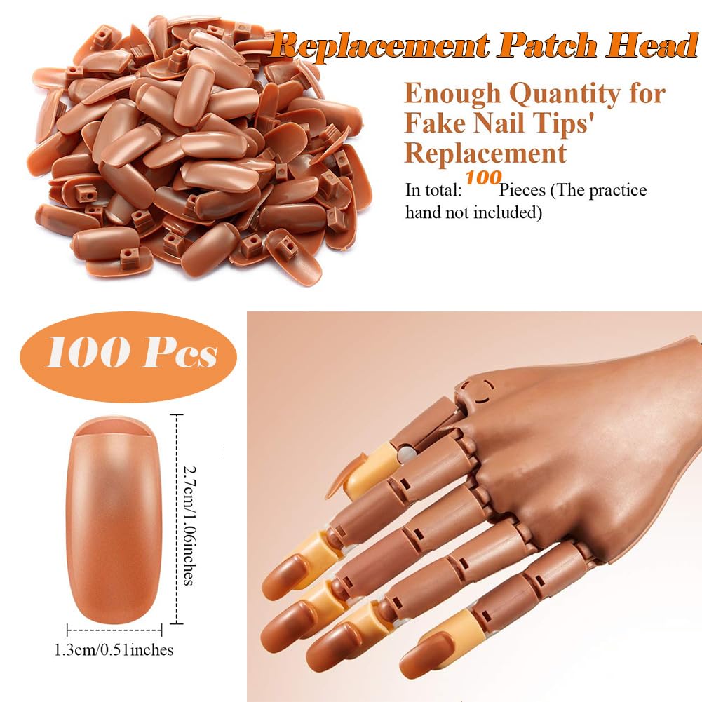 AKOAK 100 Pcs Acrylic Nail Practice Fingers - Flexible Fake Nail Training Heads for Manicure Practice, DIY Nail Art Display & Salon Supplies - Perfect for Nail Technicians, Students & Home Use