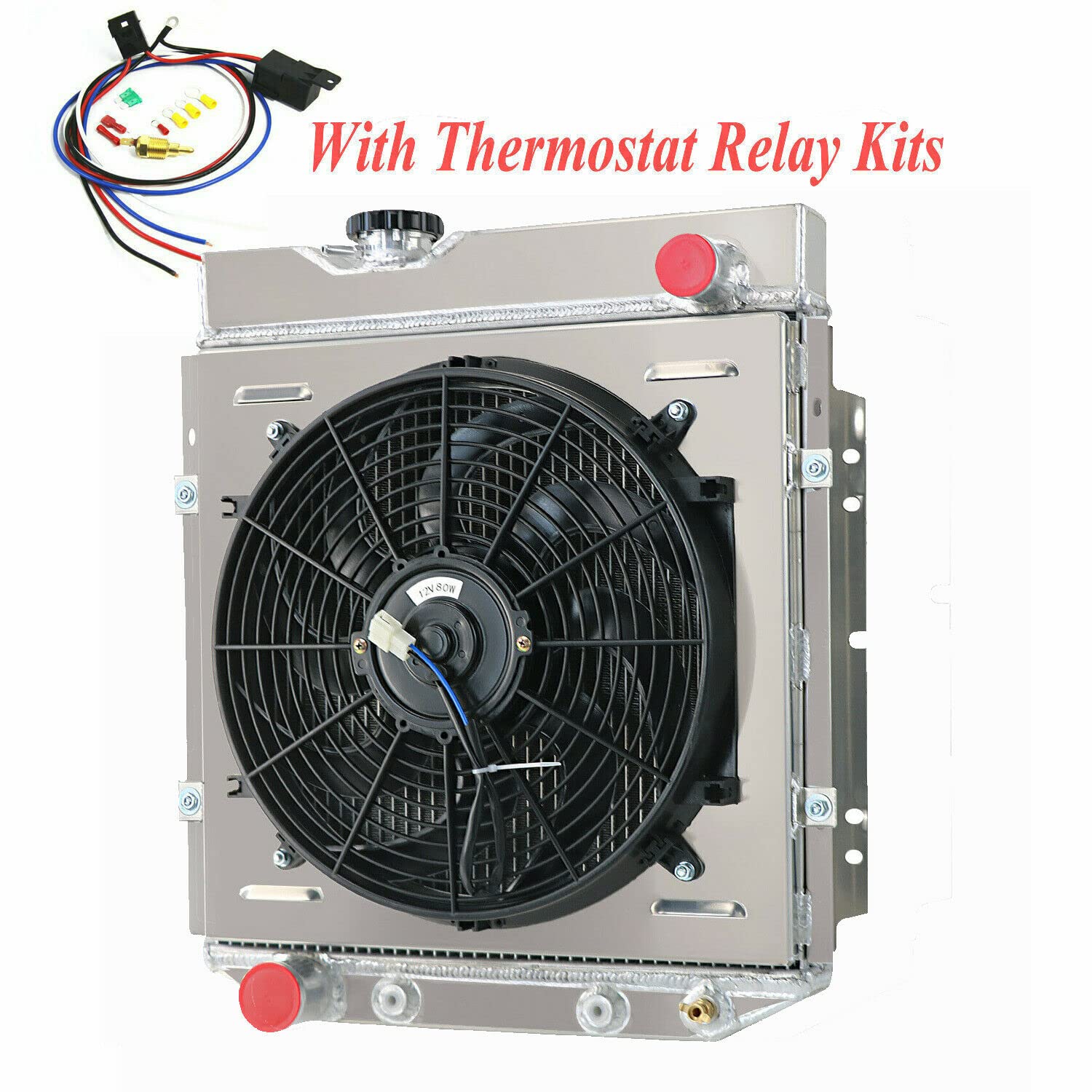 High-Performance ReadyCool 3-Row Aluminum Radiator Fan Shroud for 1960-1966 Ford Ranchero, 1964-1966 Mustang, 1960-1965 Falcon & 1961-1965 Mercury Comet - 5.0L V8 Engine Swap - Perfect for Cooling Upgrades & Hot Rod Builds