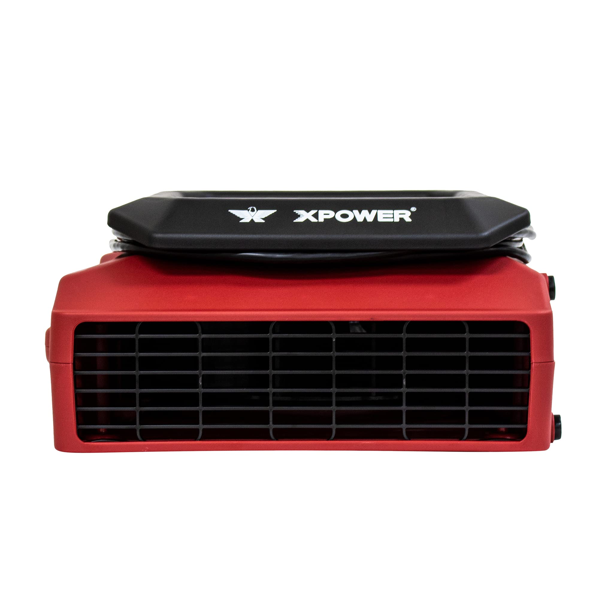 XPOWER PL-700A Low Profile Air Mover Fan - 1/3 HP, 1050 CFM, 3 Speed Adjustable, Red - Professional Carpet Dryer & Water Damage Restoration Blower with Power Outlets - Ideal for Commercial Cleaning, Plumbing, Flood Repair & Home Use