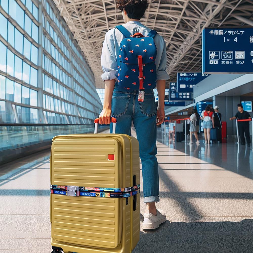 Teeoff 2 Pack Adjustable Elastic Luggage Straps - 220CM Suitcase Belts for Secure Travel - Durable Travel Bag Accessories (Japan Night Design) - Perfect for Airplane, Train & Cruise Luggage Organization