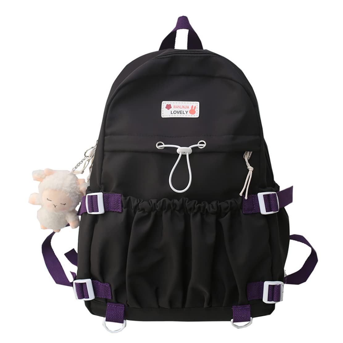 Cute Aesthetic Backpack for Women & Girls - Large Capacity Kawaii School Backpack with Adorable Accessories | Perfect for College, Travel & Everyday Use