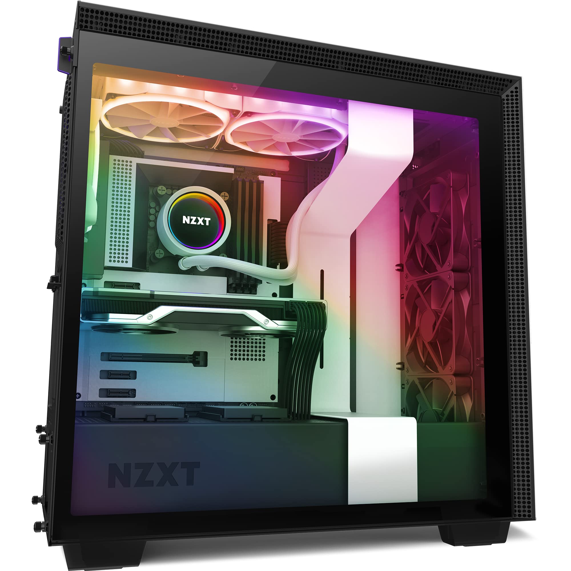 NZXT Kraken X63 RGB 280mm AIO Liquid CPU Cooler - Infinity Mirror Design with RGB Lighting - Includes 2 Aer RGB V2 140mm Fans - White - Perfect for Gaming PCs and High-Performance Workstations