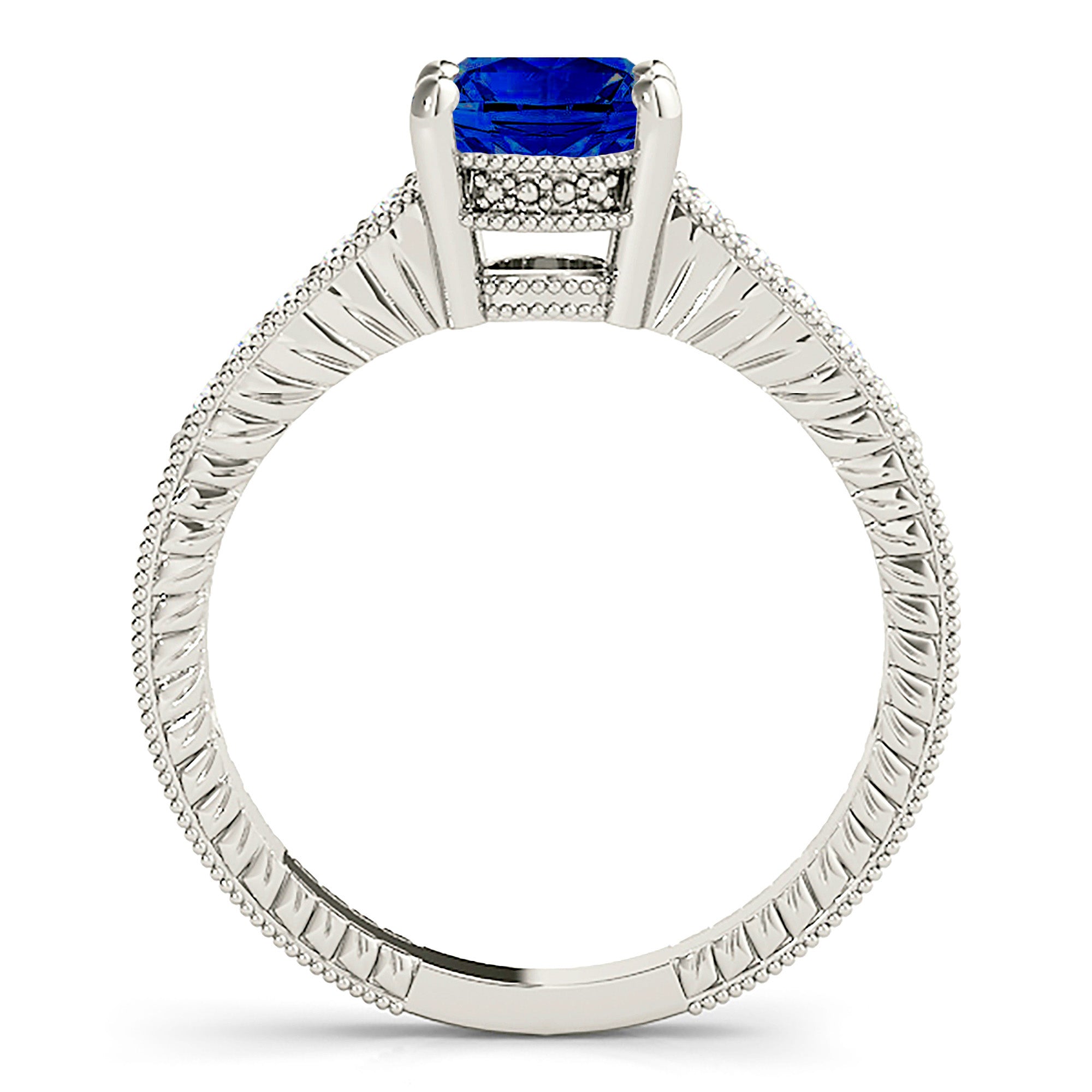 1.80 Carat Genuine Blue Sapphire Vintage Milgrain Ring - Elegant Antique Jewelry for Weddings, Anniversaries & Special Occasions