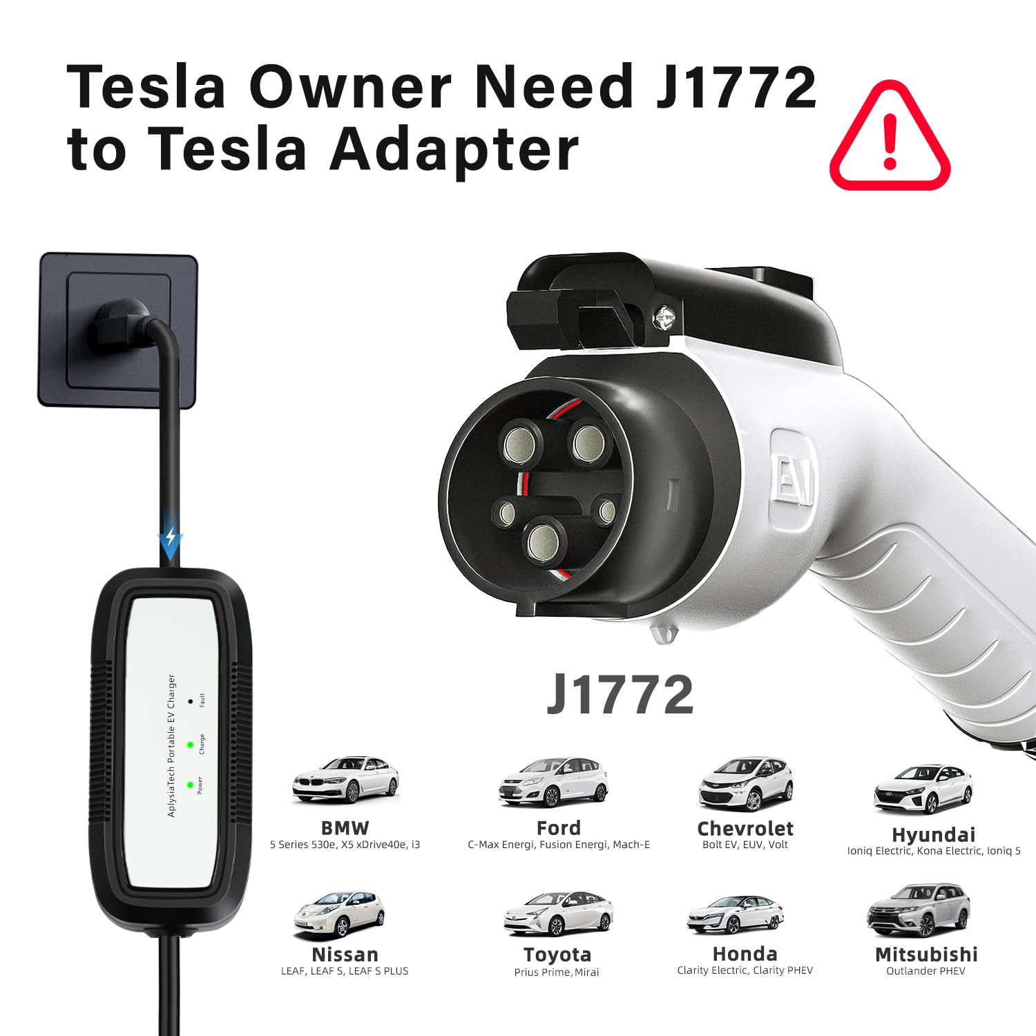 Portable Level 1 EV Charger - 15Amp 110V Electric Vehicle Charger with 21Ft Extension Cord, NEMA 5-15P Plug for Home Charging Station | SAE J1772 Compatible (Tesla Requires Adapter) | Perfect for Home, Office & Emergency Roadside Charging