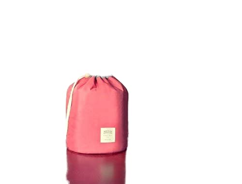 Magnusdeal 1PC Waterproof Travel Cosmetic Bag - Barrel Shaped Makeup Pouch for Toiletries, Pink River Flows Design | Perfect for Gym, Vacation & Daily Organizer