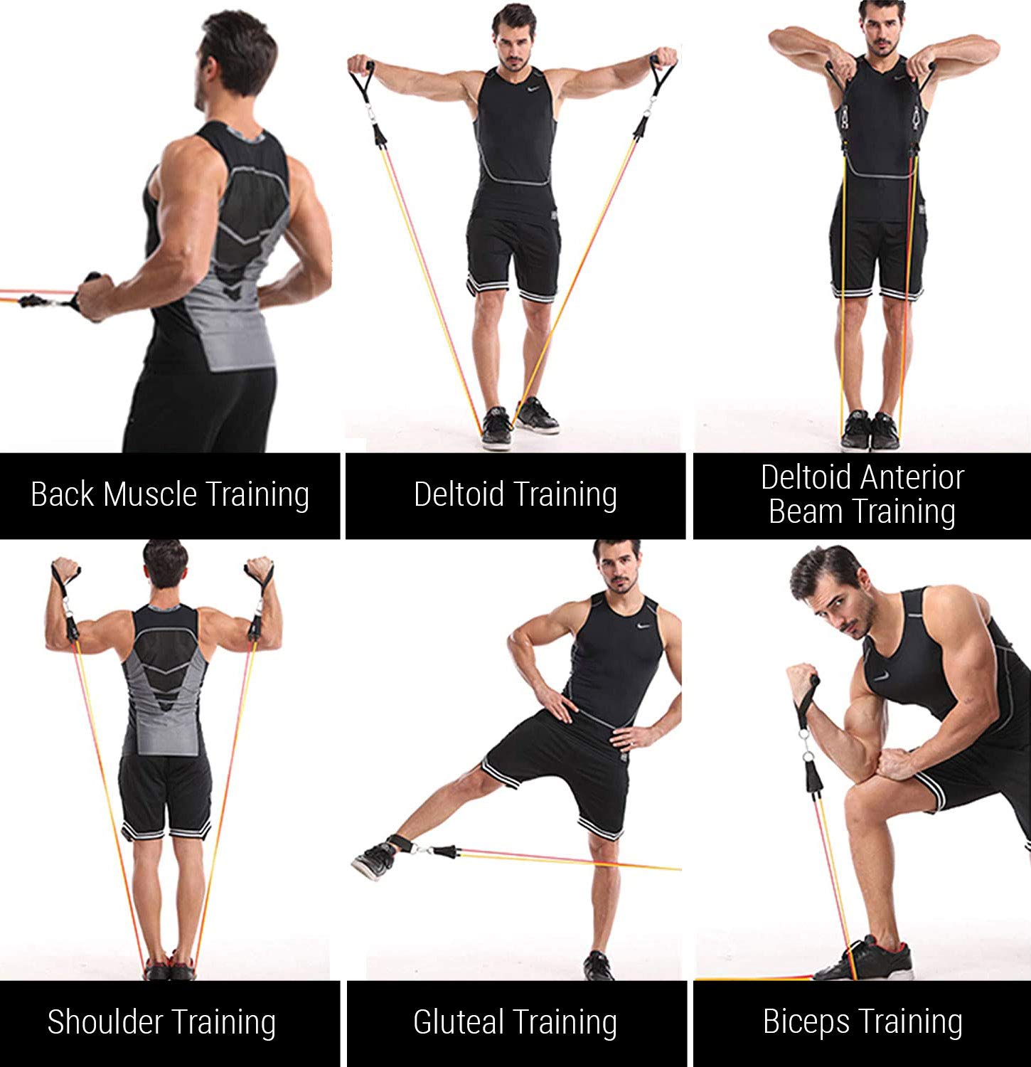 ROMIX 11-Piece Exercise Resistance Bands Set for Men & Women - Stackable Tubes Up to 150 lbs with Foam Handles, Door Anchor & Ankle Straps - Perfect for Home Gym, Indoor/Outdoor Workouts, Strength Training & Physical Therapy