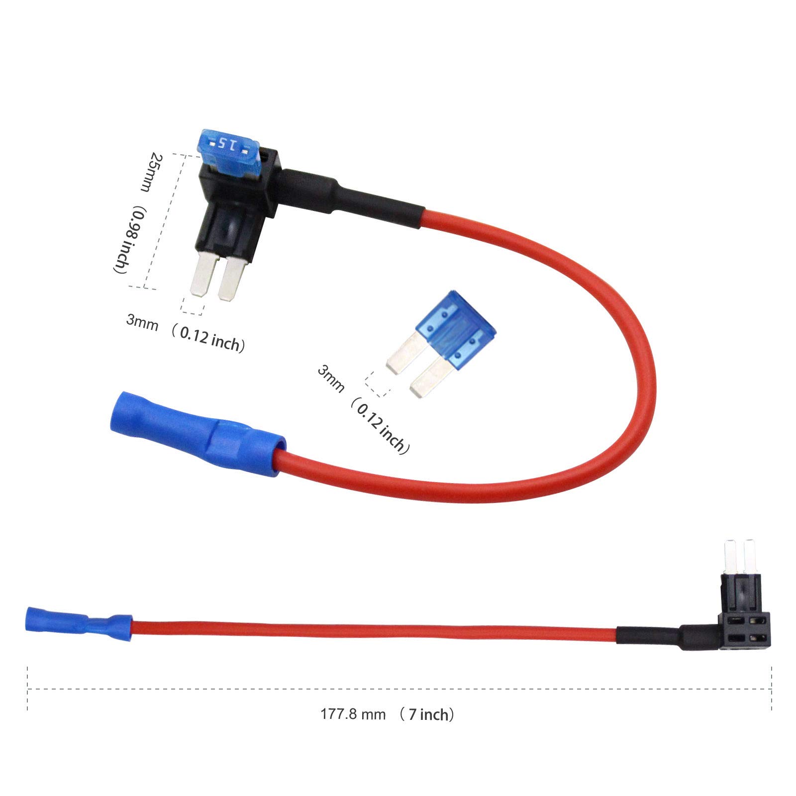 10 Pack 12V Car Add-A-Circuit Fuse Tap Adapter - Micro II & Micro 2 APT/ATR Blade Fuse Holder with 10A/15A/20A Fuses - Compatible with Cars, Trucks, Boats - Perfect for Audio Systems, LED Lights & Accessories Installation