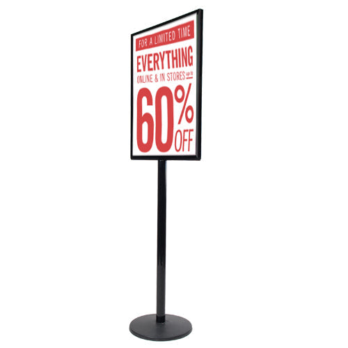 22x28 Poster Stand - Heavy Duty Steel Sign Holder with Top Load & Quick Change Slot - Perfect for Retail Displays, Trade Shows, and Restaurant Menu Boards