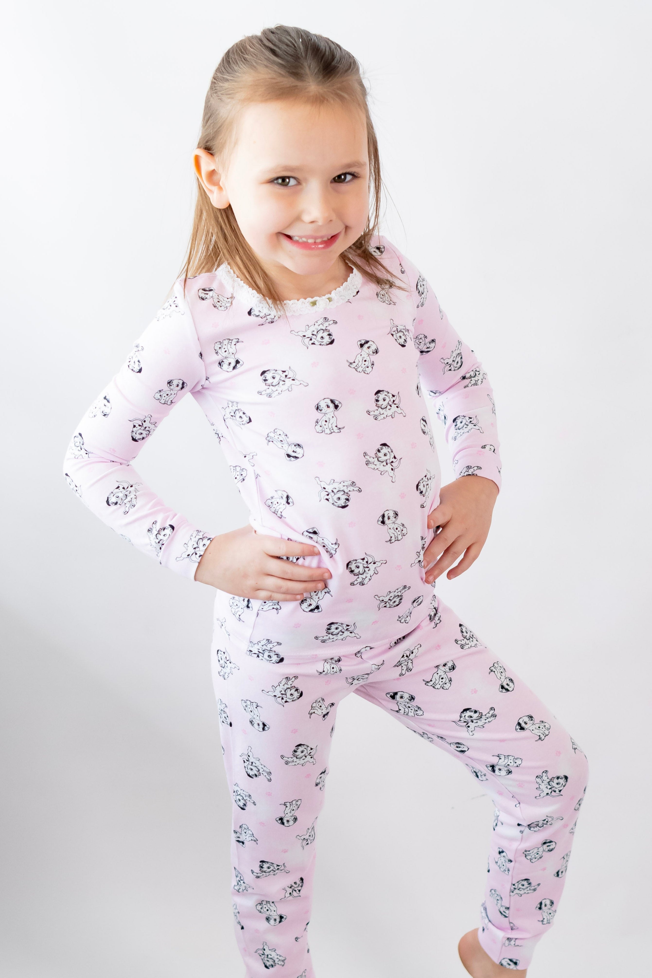 Cute Pink Dalmatian Print Pajama Set for Women - Soft Cotton Sleepwear for Lounge & Bedtime - Perfect for Sleepovers, Relaxing at Home, and Gift Giving