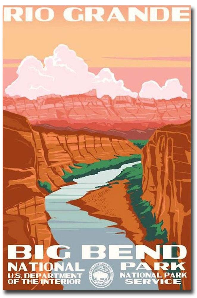Big Bend National Park Rio Grande Vintage Travel Art Fridge Magnet - 2.5