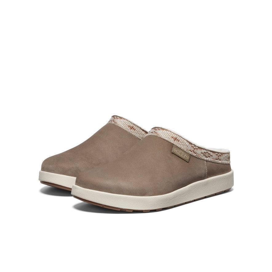 Women's Elle Suede Mule Slip-On Shoes - Brindle/Birch Color | Comfortable & Stylish Loafers for Casual Wear, Office & Everyday Outfits
