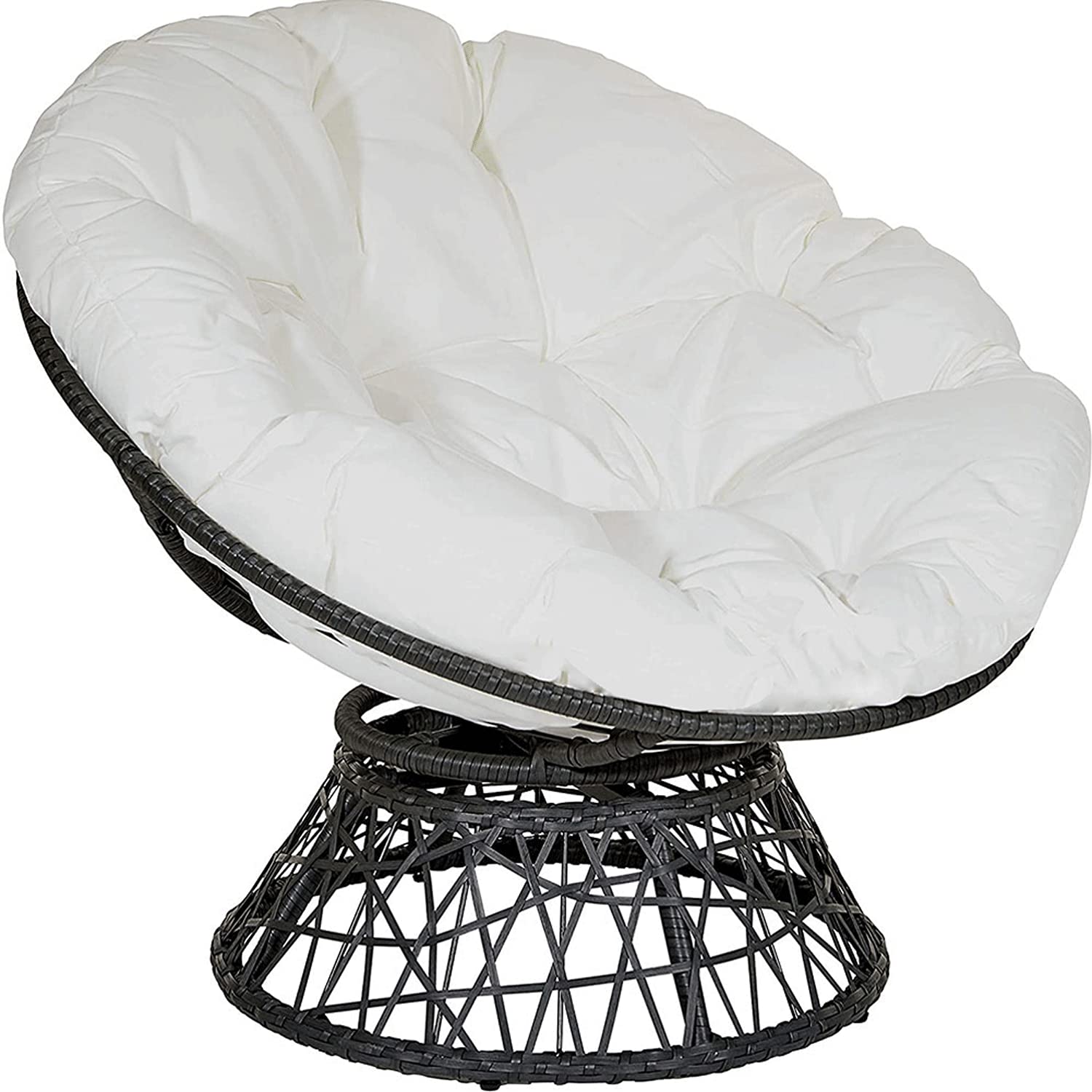 Waterproof Thickened Round Papasan Chair Cushion Pad - Overstuffed Removable Seat Cushion for Outdoor Swing, Garden, Patio & Indoor Use (51.18 Inches, White) - Perfect for Relaxing in Your Backyard, Sunroom or Balcony