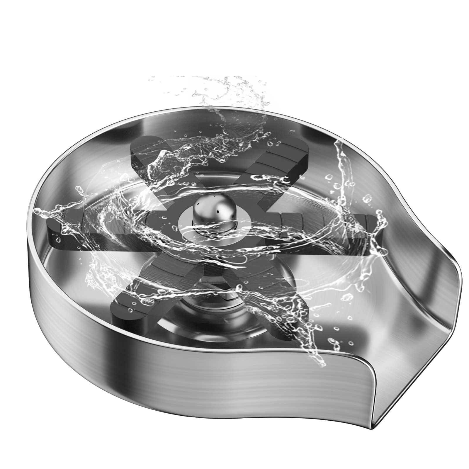 FONTOP 360° Rotating Jet Glass Rinser & Cup Washer - Stainless Steel Sink Faucet Attachment for Home Kitchen & Bar Countertop (Brushed Nickel) - Perfect for Cleaning Wine Glasses, Baby Bottles & Kitchenware