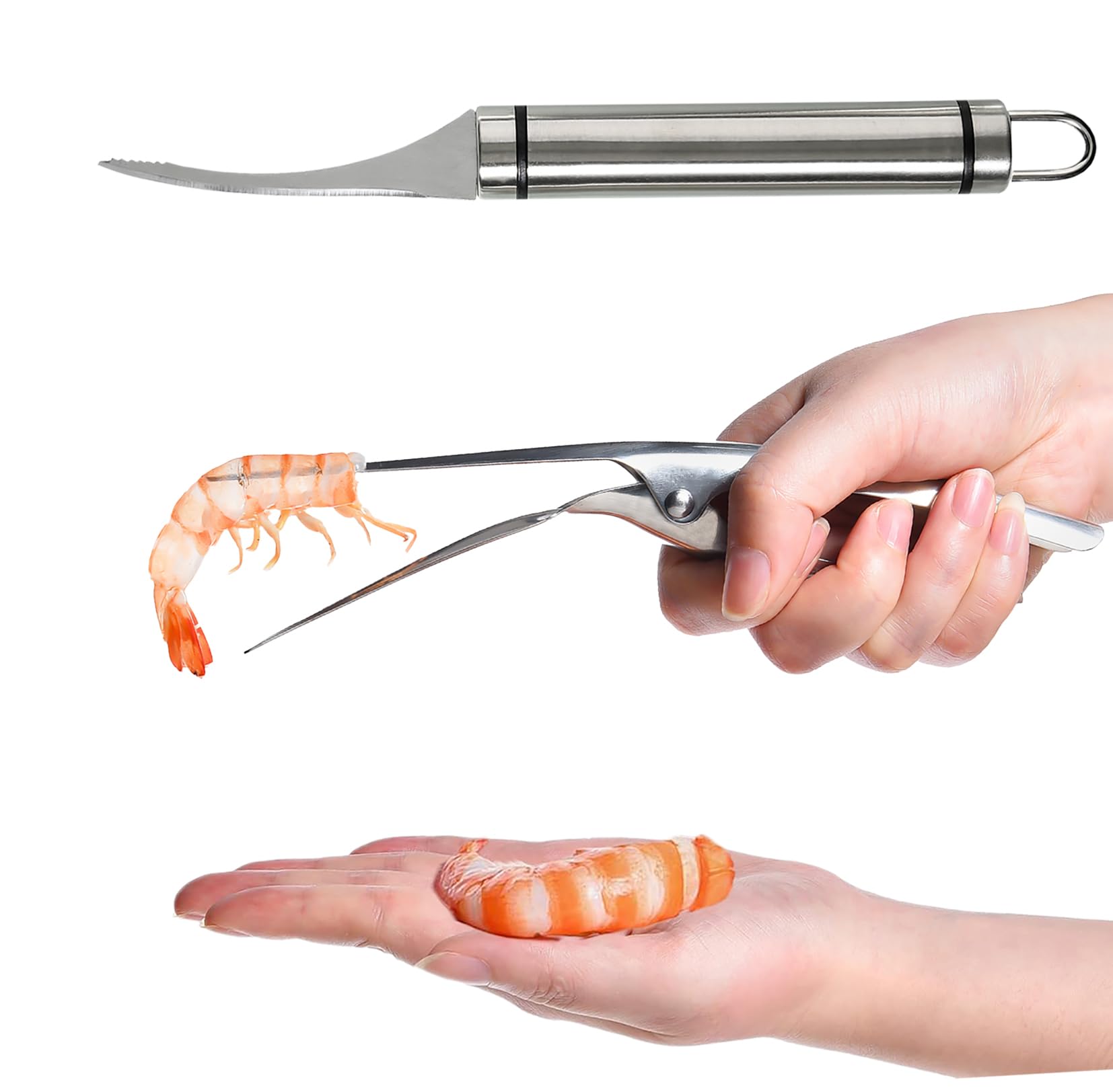 2 Pack Stainless Steel Shrimp Deveiner Tool & Peeler - Easy to Use Shrimp Knife for Deveining and Peeling - Perfect for Seafood Lovers, Home Cooks, and Restaurant Chefs