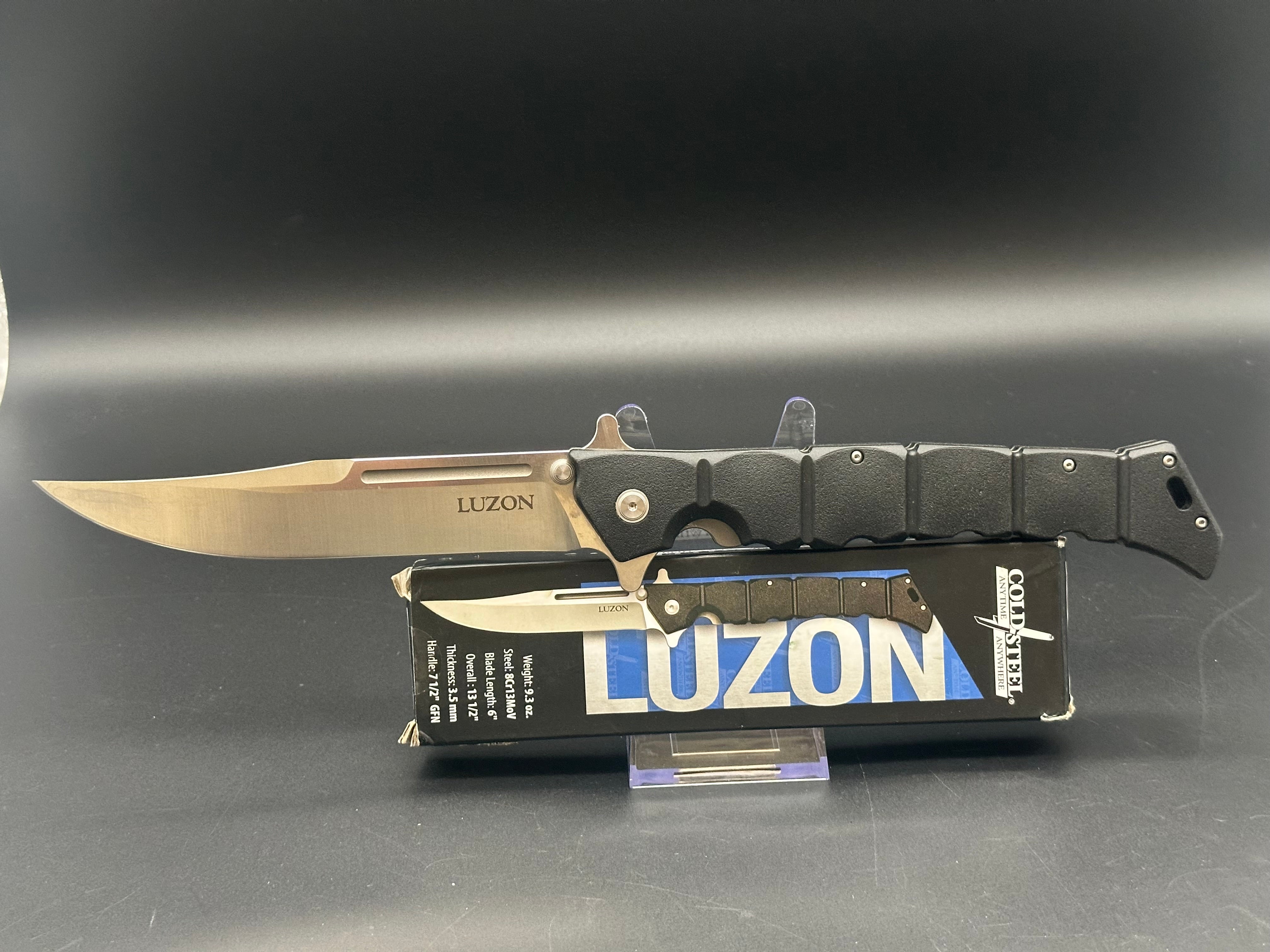 Cold Steel Large Luzon Flipper Pocket Knife - Plain Edge Tactical Folding Knife for Outdoor, Camping, Hunting & Everyday Carry (EDC)