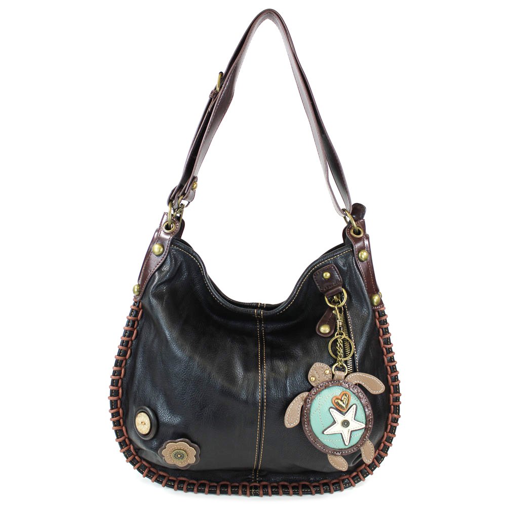 CHALA Stylish Black Hobo & Crossbody Handbag with Turtle Design - Perfect for Work, Travel, and Everyday Use