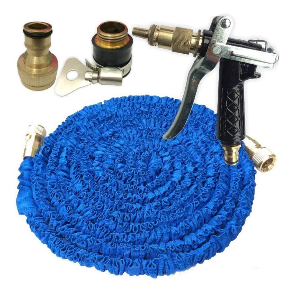 Expandable Garden Hose 25ft - Flexible Copper Water Hose for Gardening, Lawn, Car Washing & Outdoor Use - Blue Telescopic Water Pipe with Spray Nozzle - Durable Leak-Proof Watering Set for Home & Yard Maintenance
